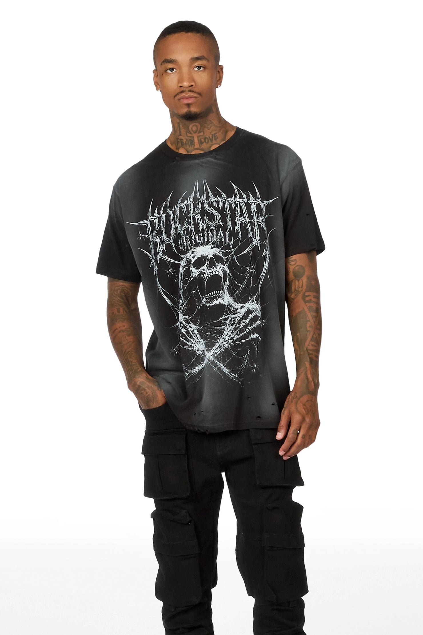 Arachmourn Black Oversized Graphic T-Shirt