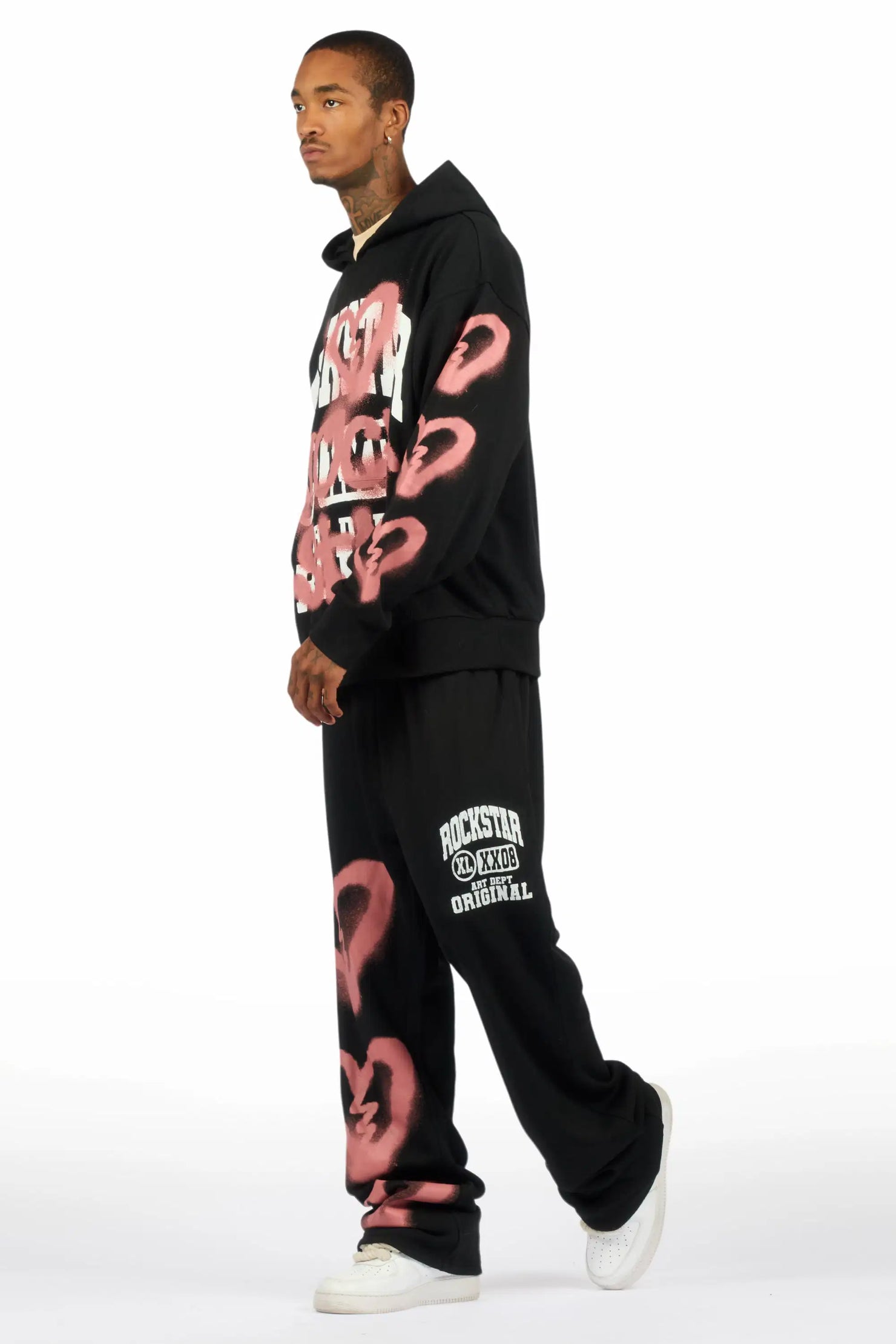 Loverdose Black Hoodie/Baggy Pant Track Set