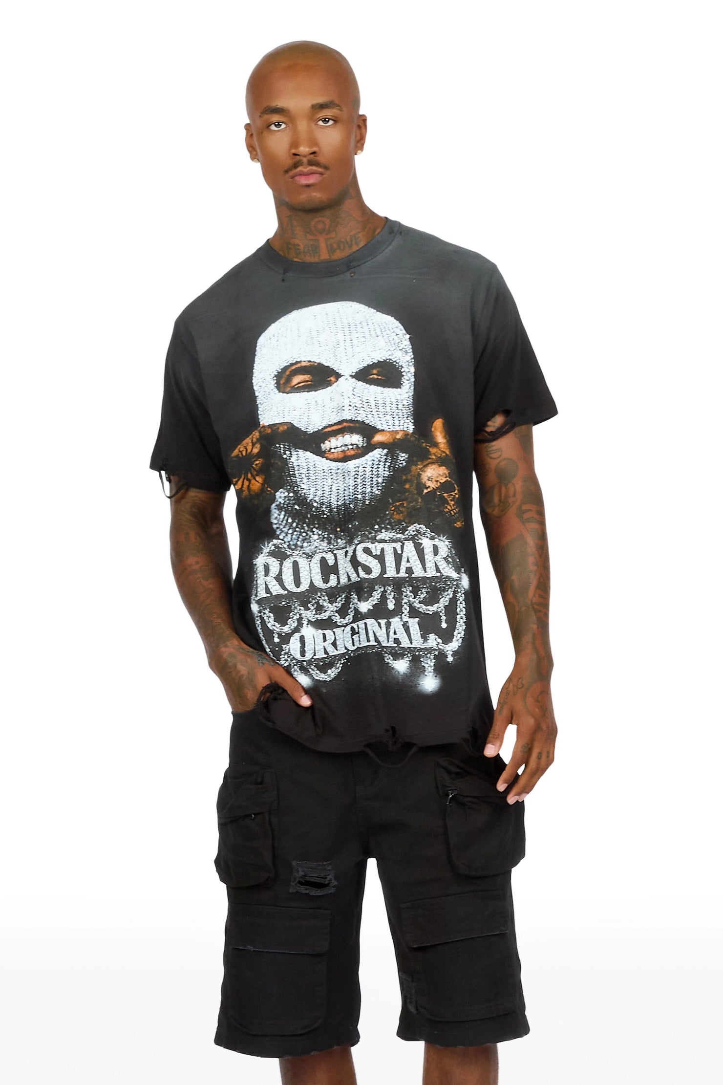 Philes Black Oversized Graphic T-Shirt