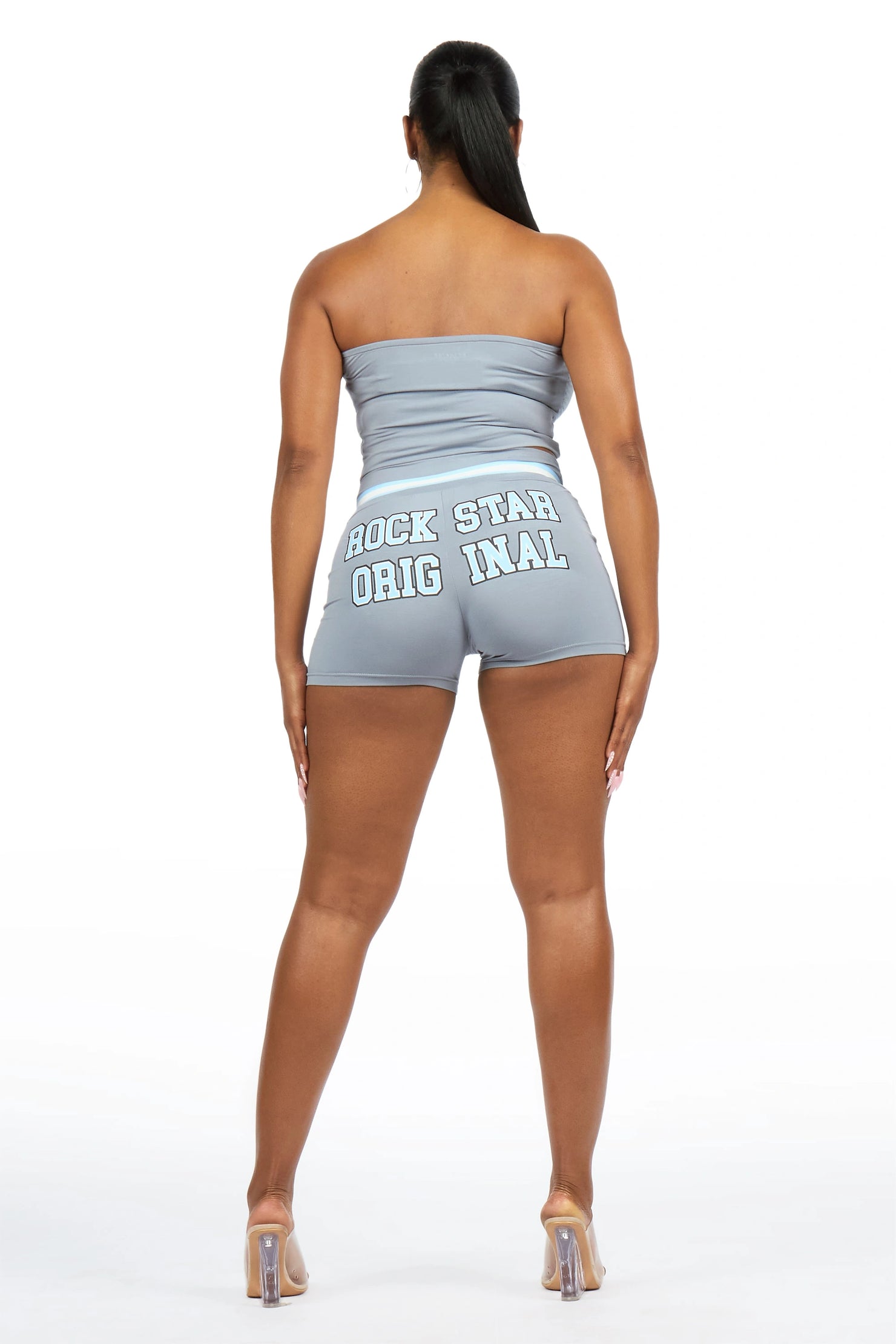 Celestina Grey Tube Short Set