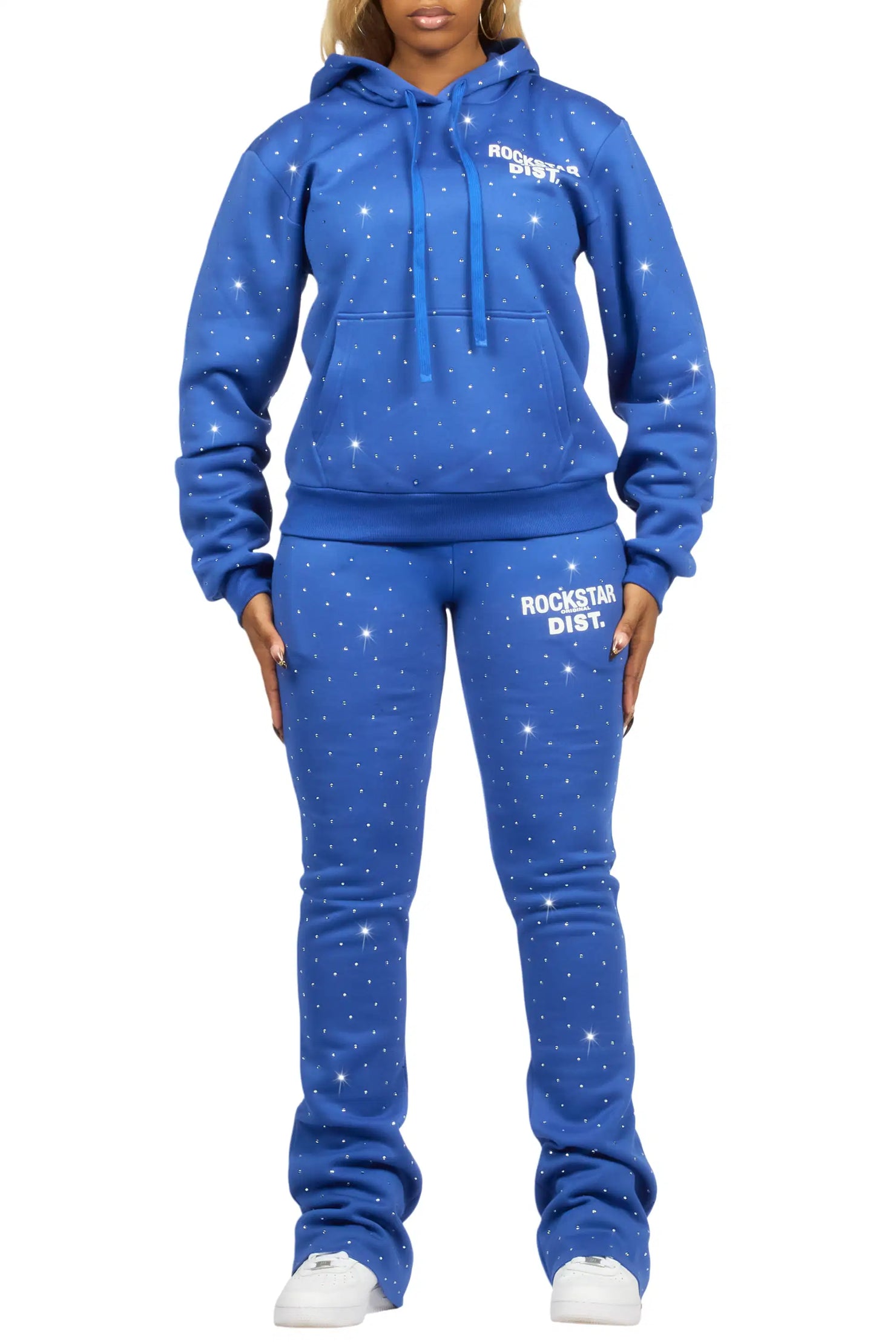 Shamoney Royal Blue Rhinestone Stacked Track Set