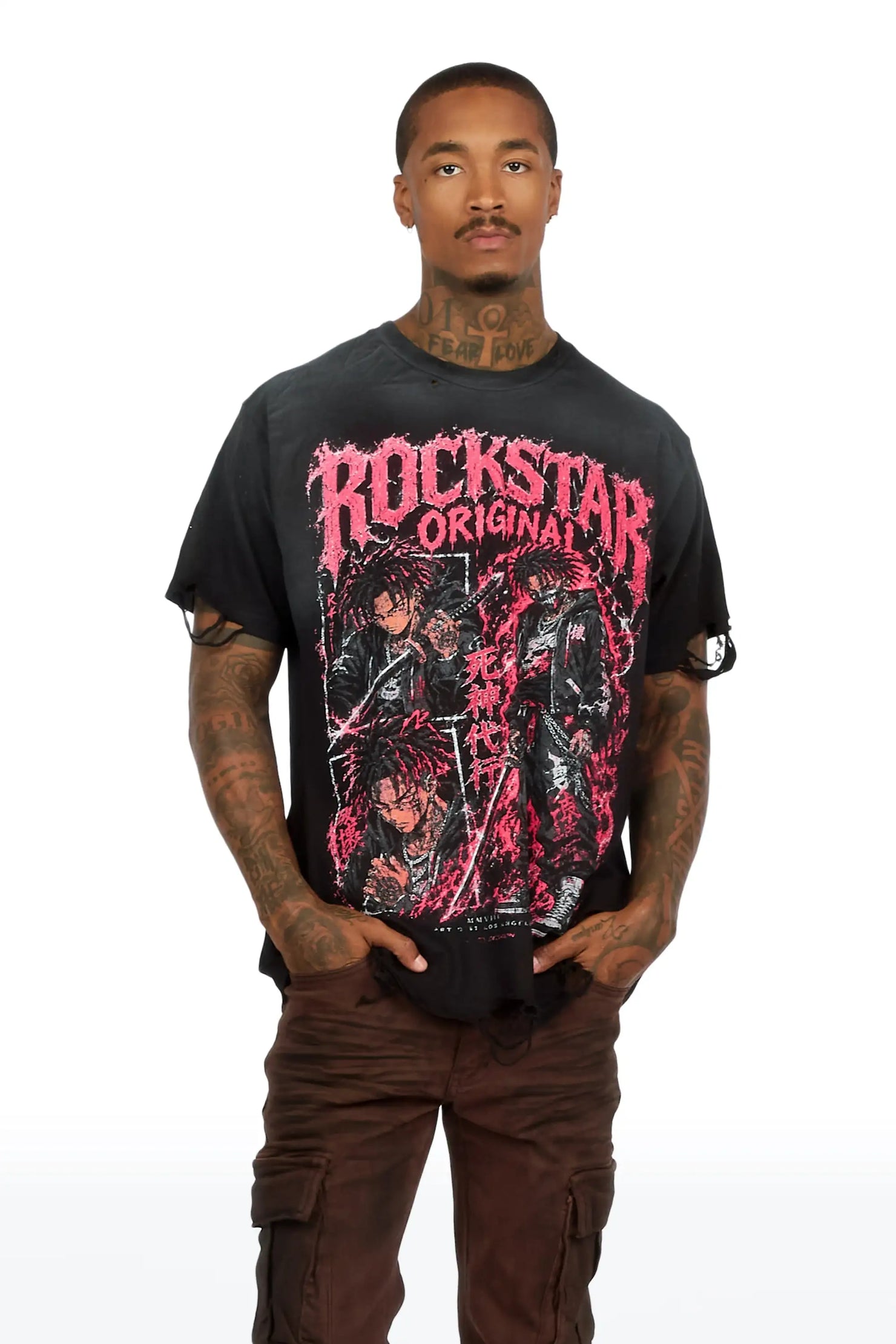 Brasko Black Oversized Graphic T-Shirt