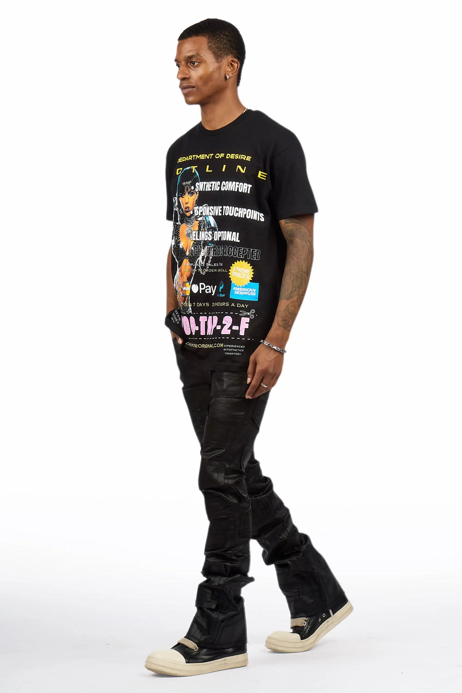 Shake Black Coated Stacked Flare Jean