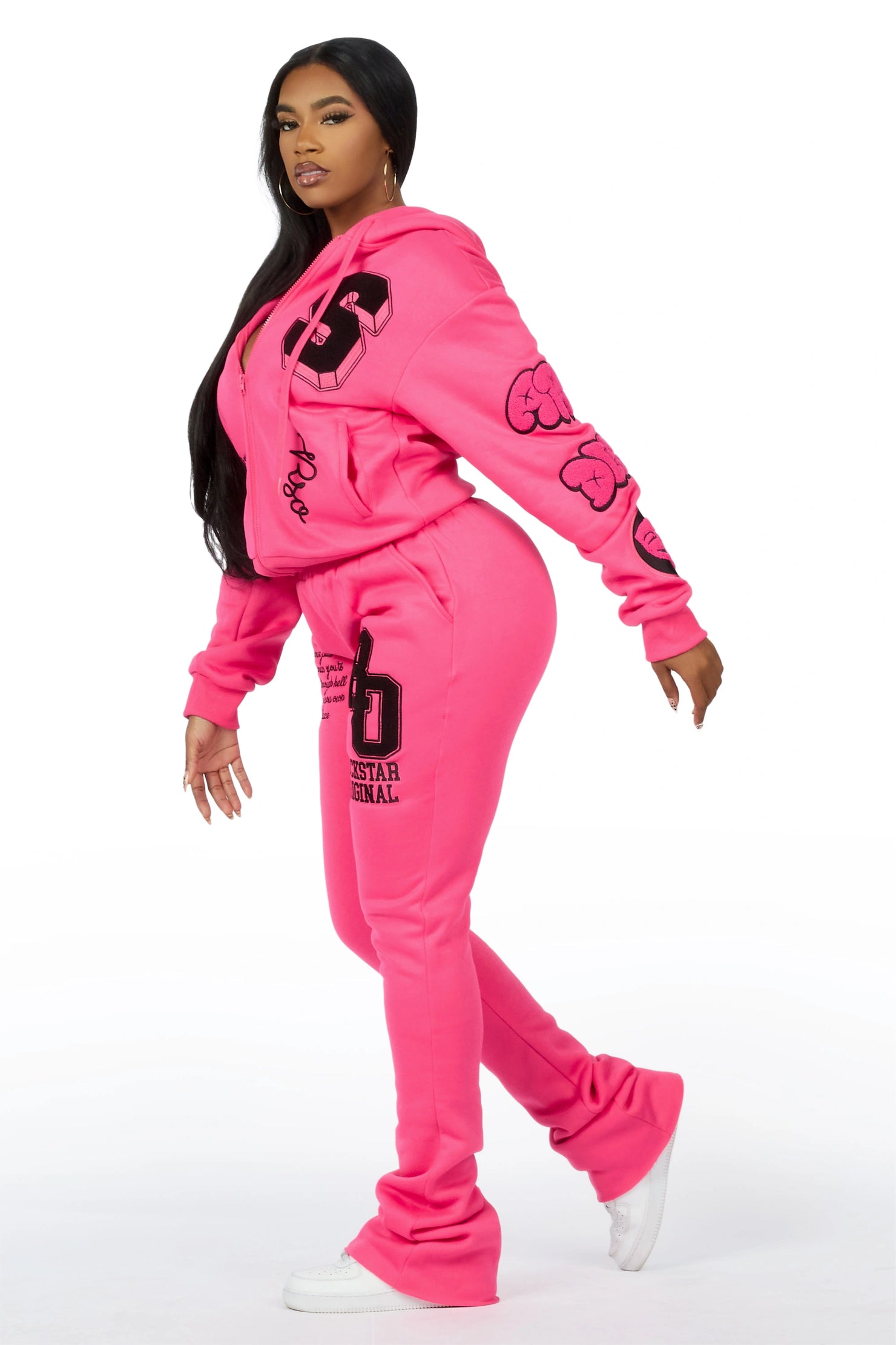 Leslee Pink/Black Super Stacked Track Set