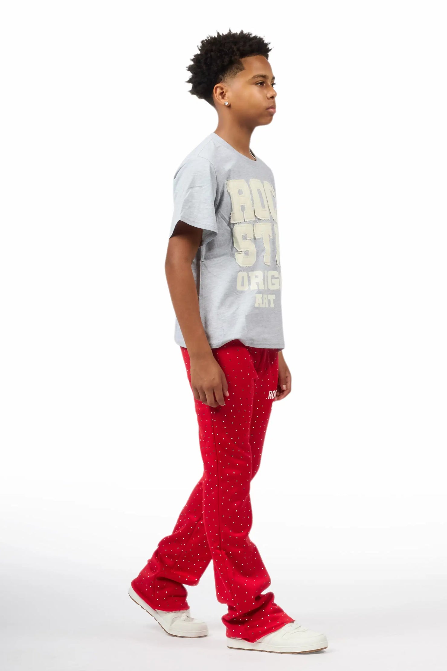 Boys Alpine Red Rhinestone Track pant