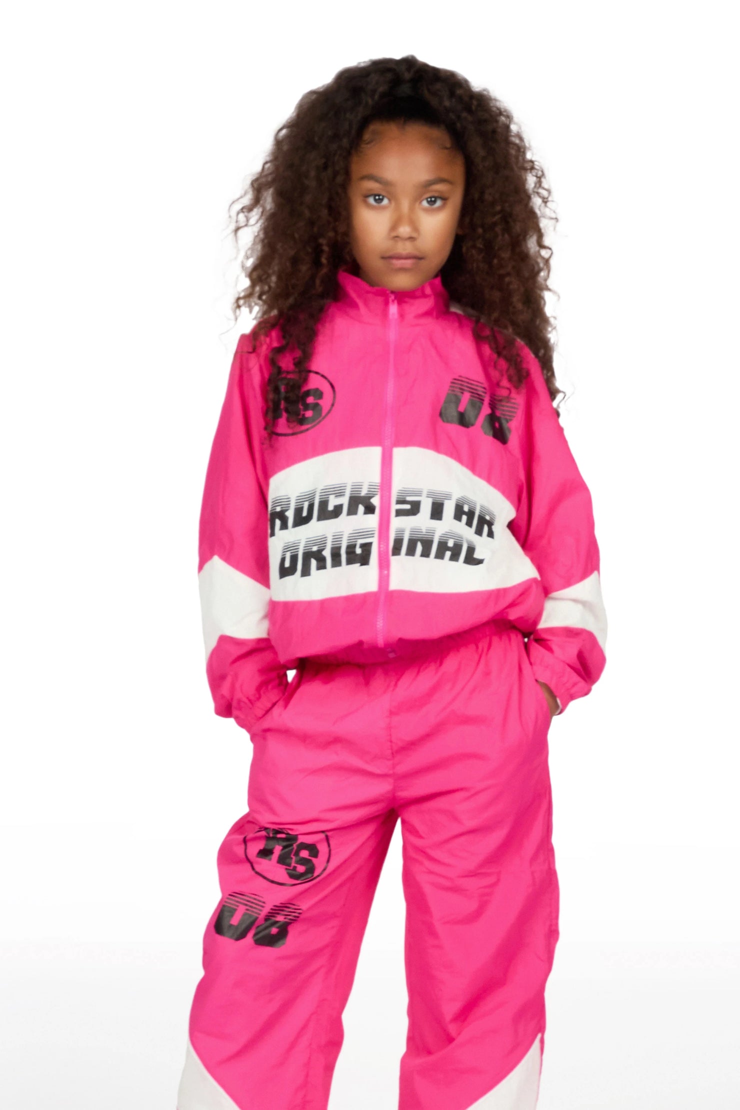 Girls Wayra Fuchsia/White Windbreaker Jacket Track Set