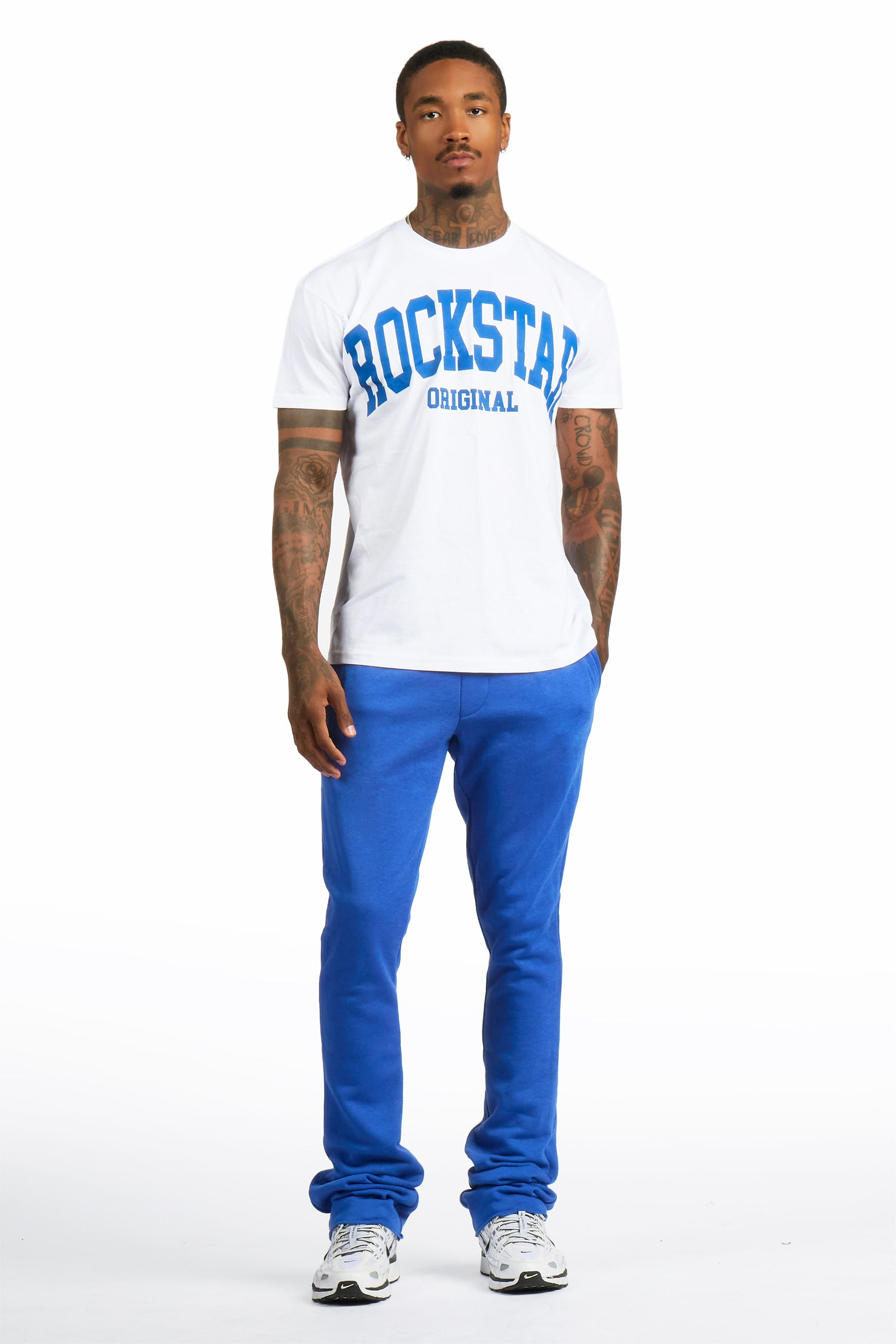 Rayray 2.0 White/Royal Blue T-Shirt/ Relaxed Track Set