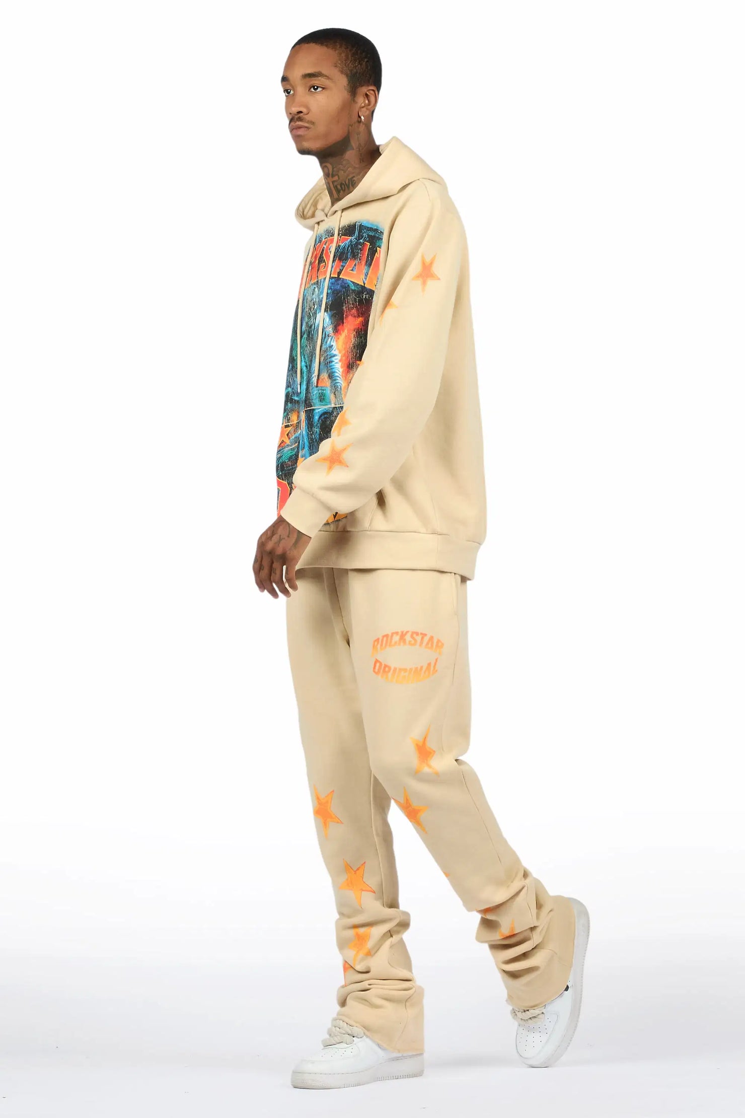 Torque Beige Hoodie/Stacked Pant Track Set