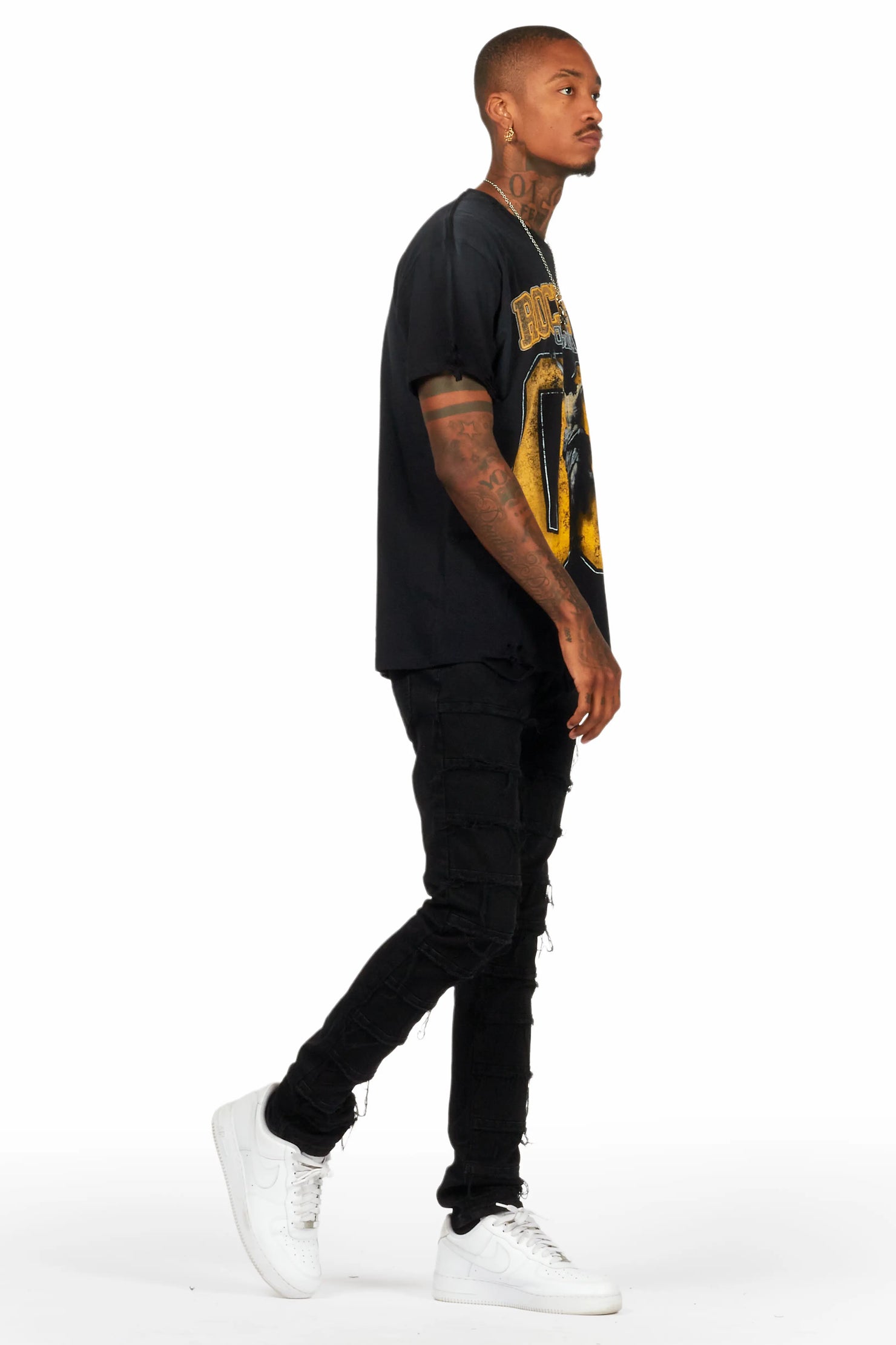 Waylon Black Frayed Slim Fit Jean