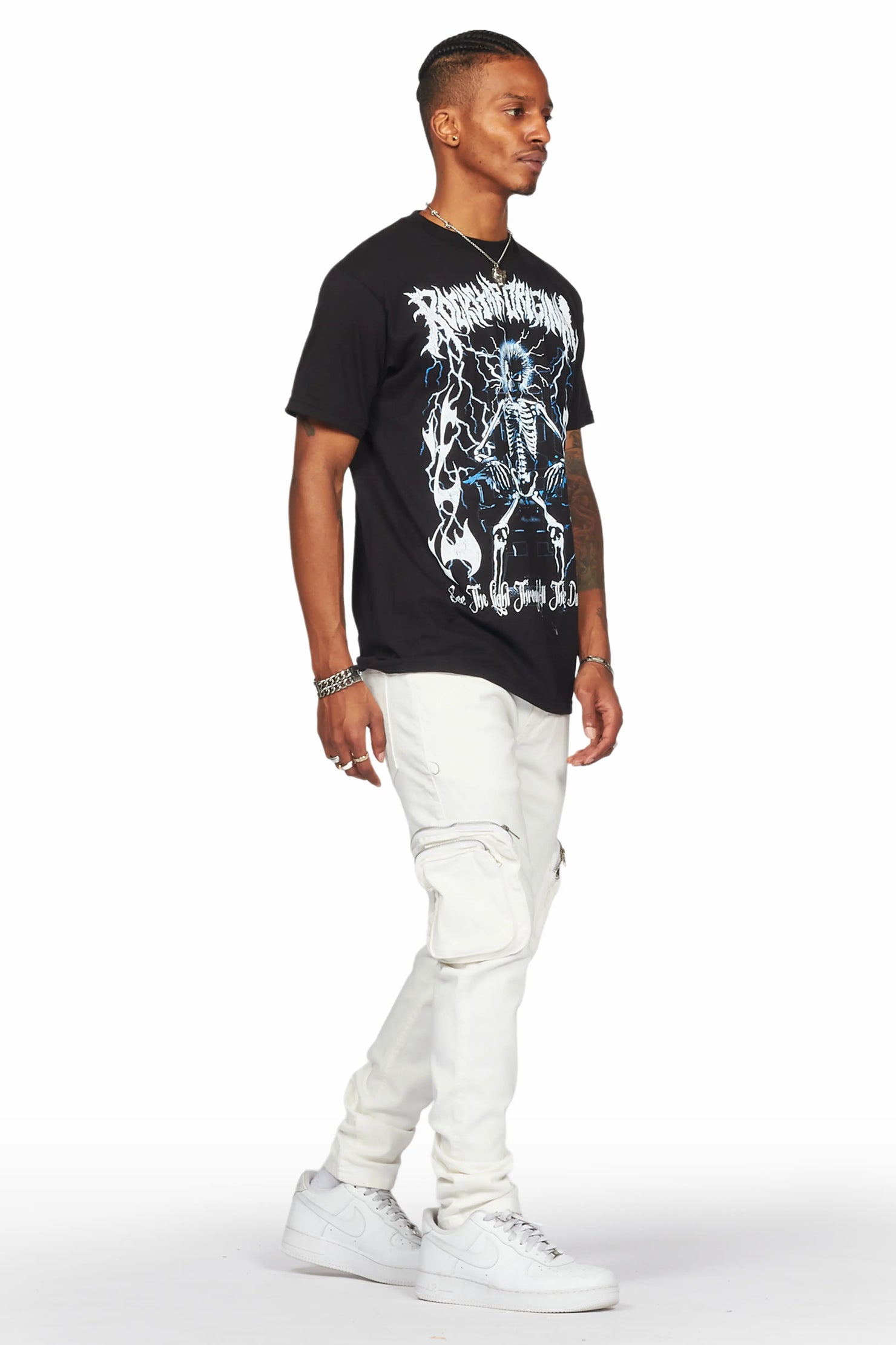 Garren Cream Skinny Fit Cargo Jean