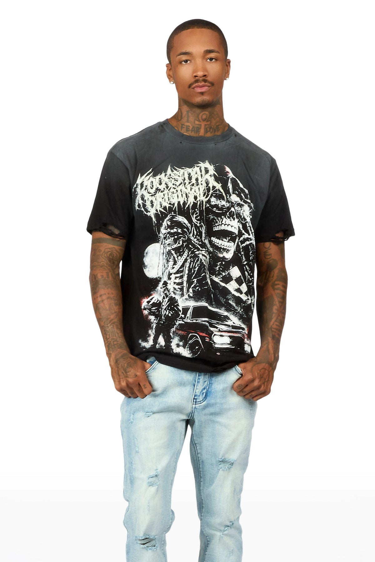 Corvin Black Oversized Graphic T-Shirt