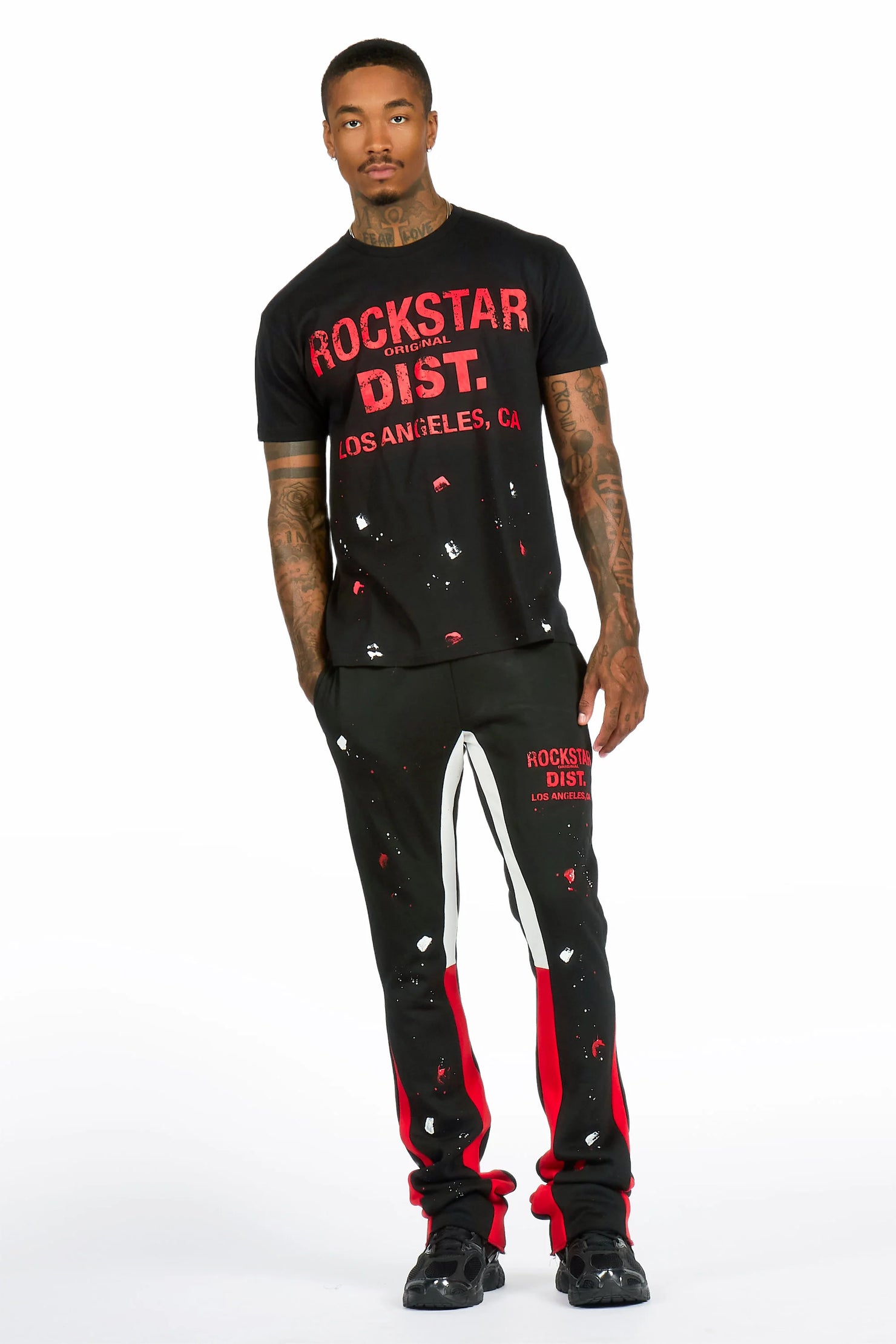 Scottie Black/Black T-Shirt/Stacked Flare Track Pant Set