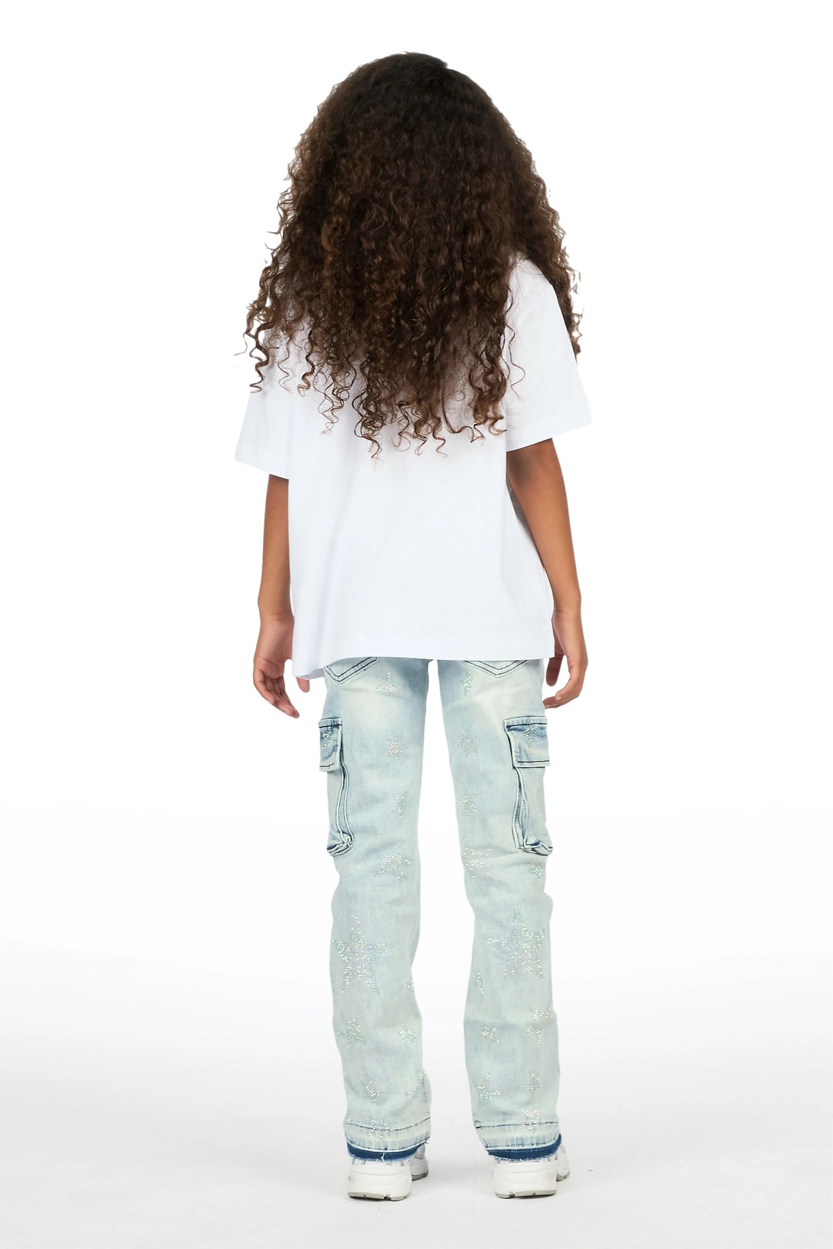 Girls Kendrica Light Wash Rhinestone Stacked Jean