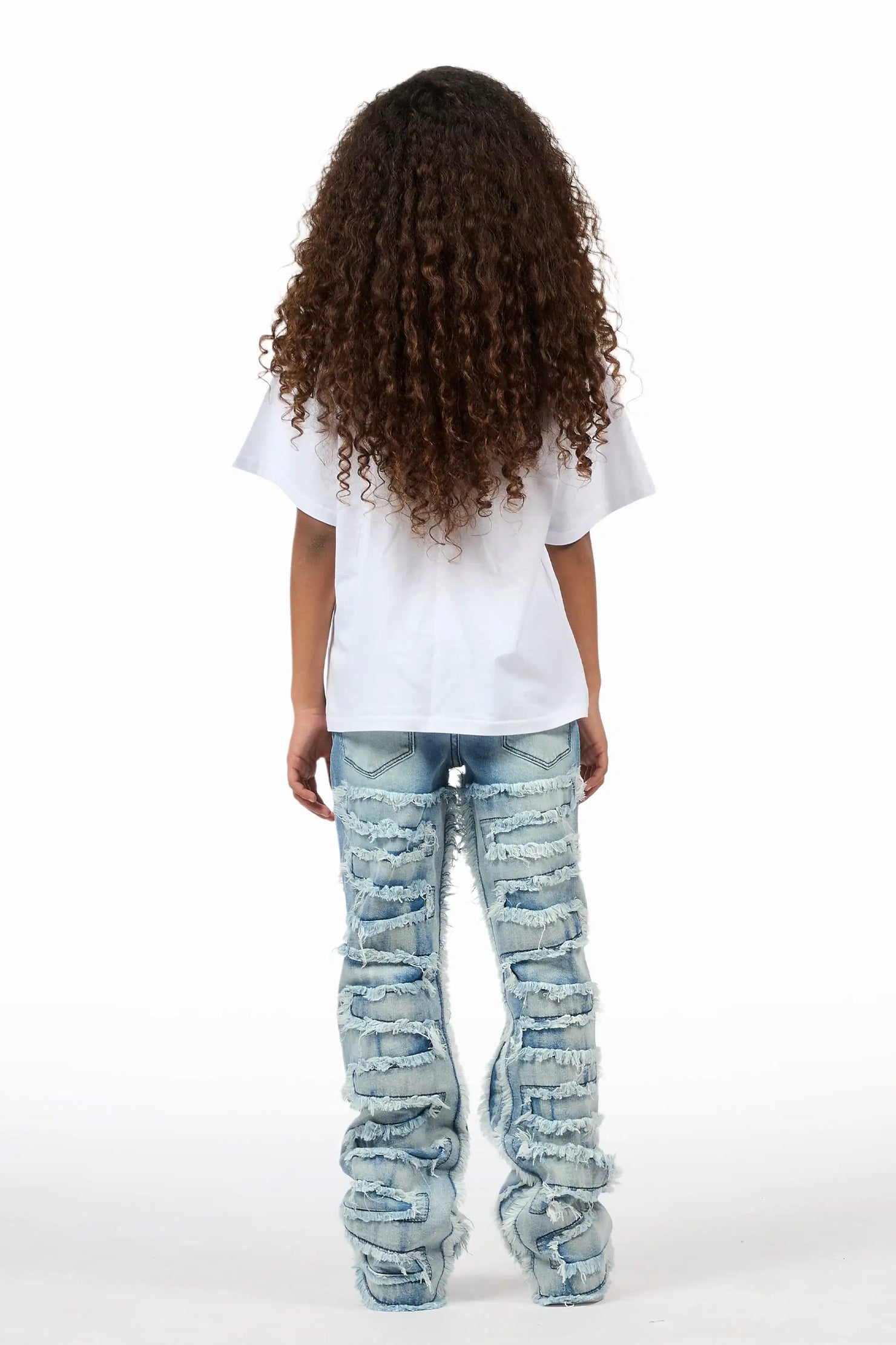 Girls Zariyah Medium Wash Stacked Flare Jean