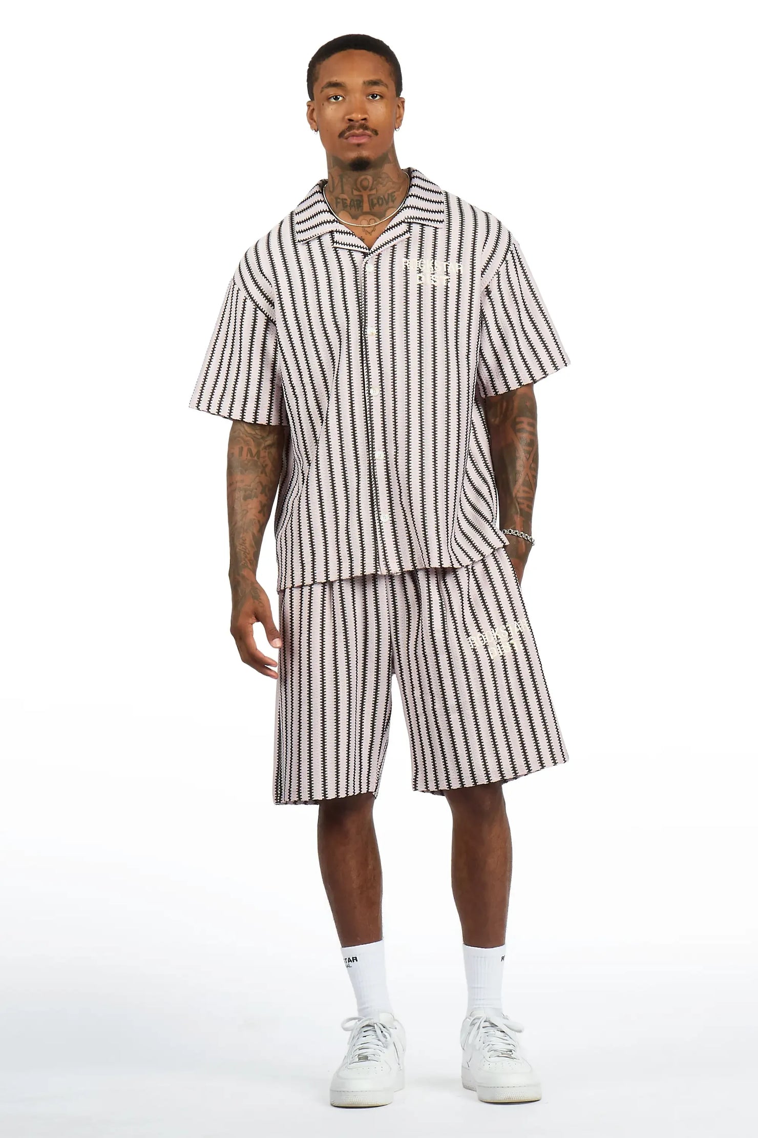 Gerald Mauve Button Down Shirt/Short Set