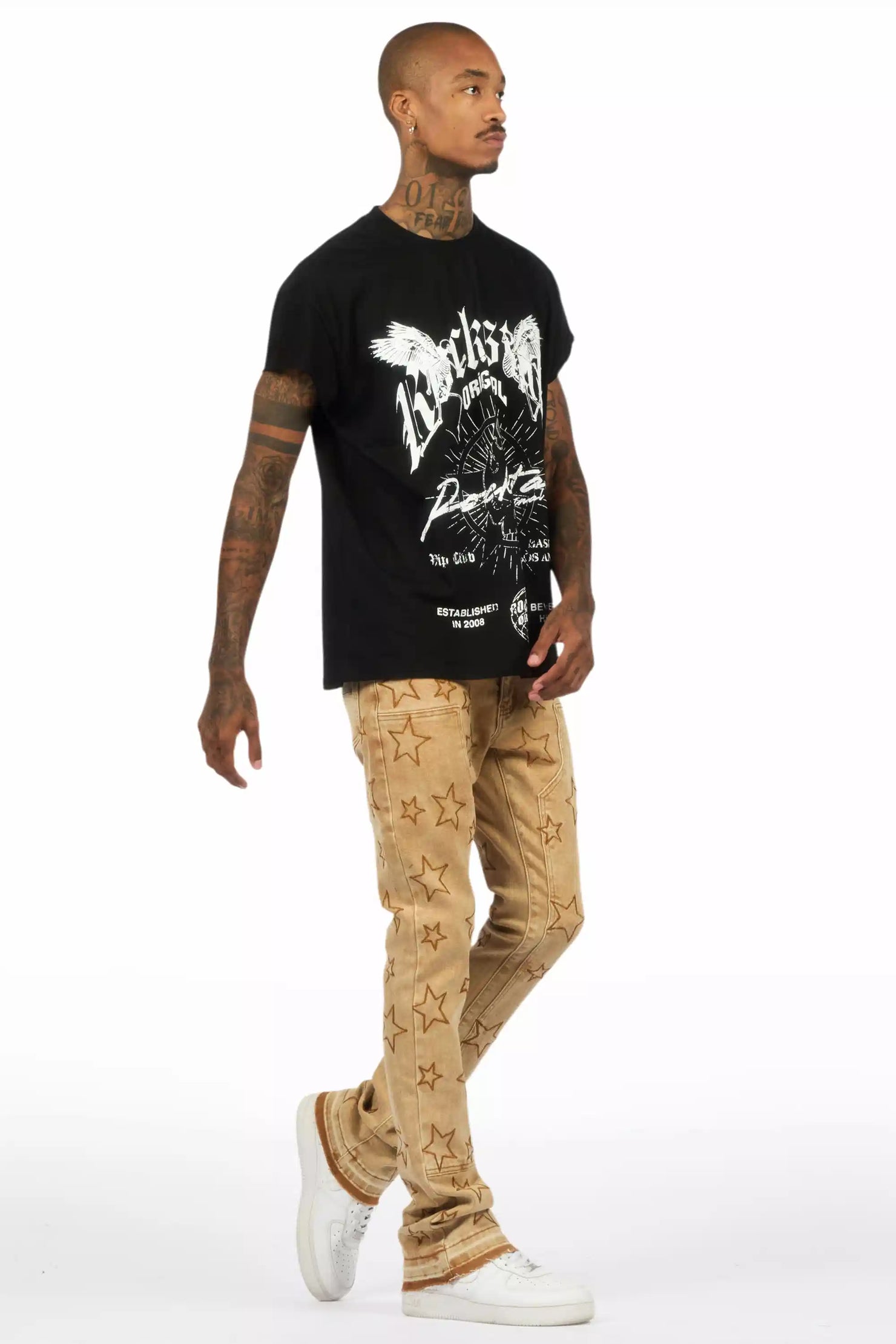 Starship Beige Stacked Flare Jean