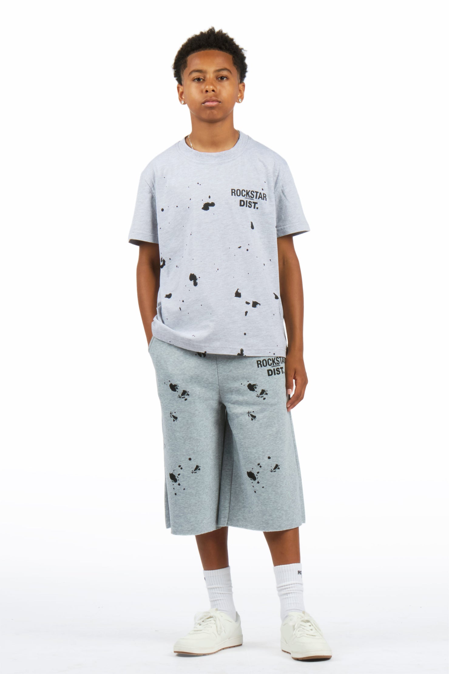 Boys Raffer Heather Grey/Heather Grey T-Shirt Jort Set