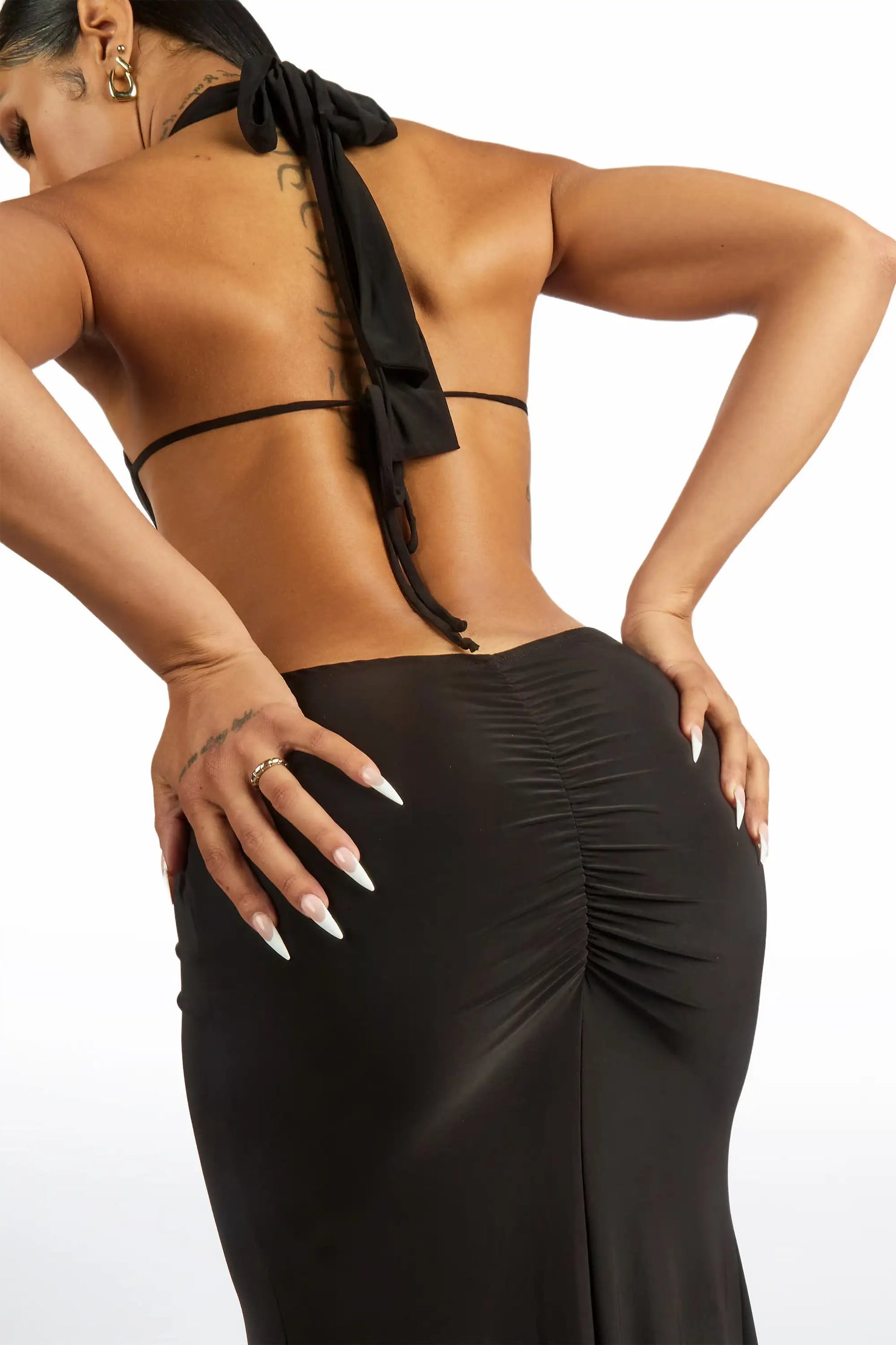 Two-Ring Black Maxi Cut-Out Dress
