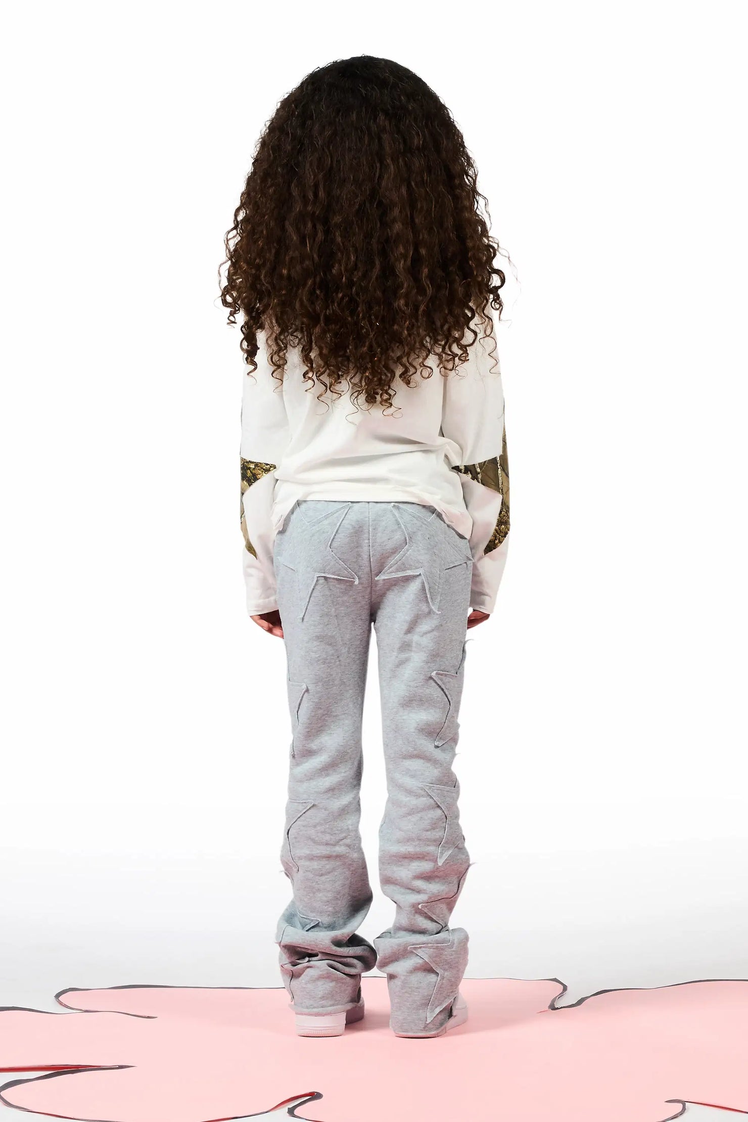 Girls Sinayah Grey Stacked Track Pant