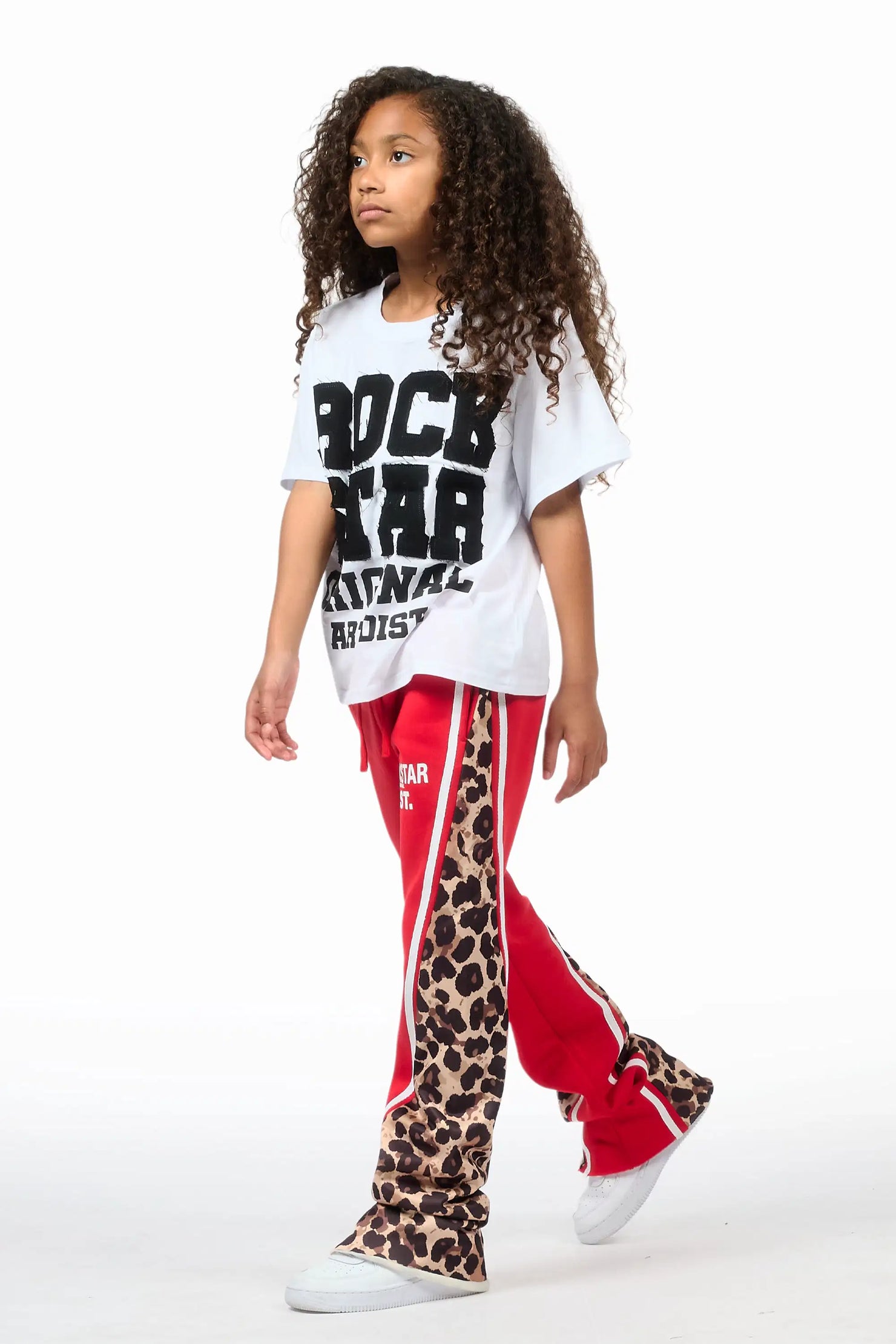 Girls Soana Red Stacked Track Pant