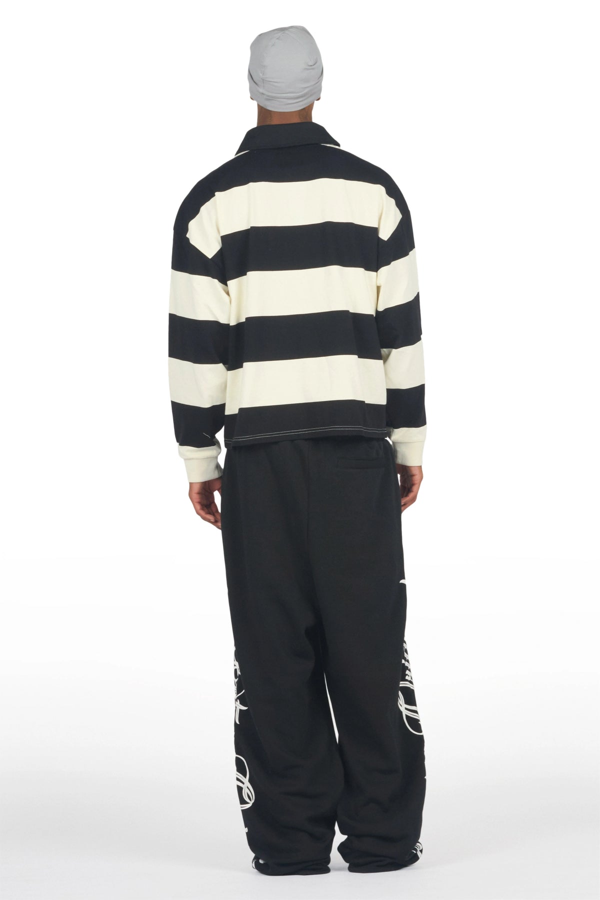 Ivola Black Double Waisted Baggy Fit Pant