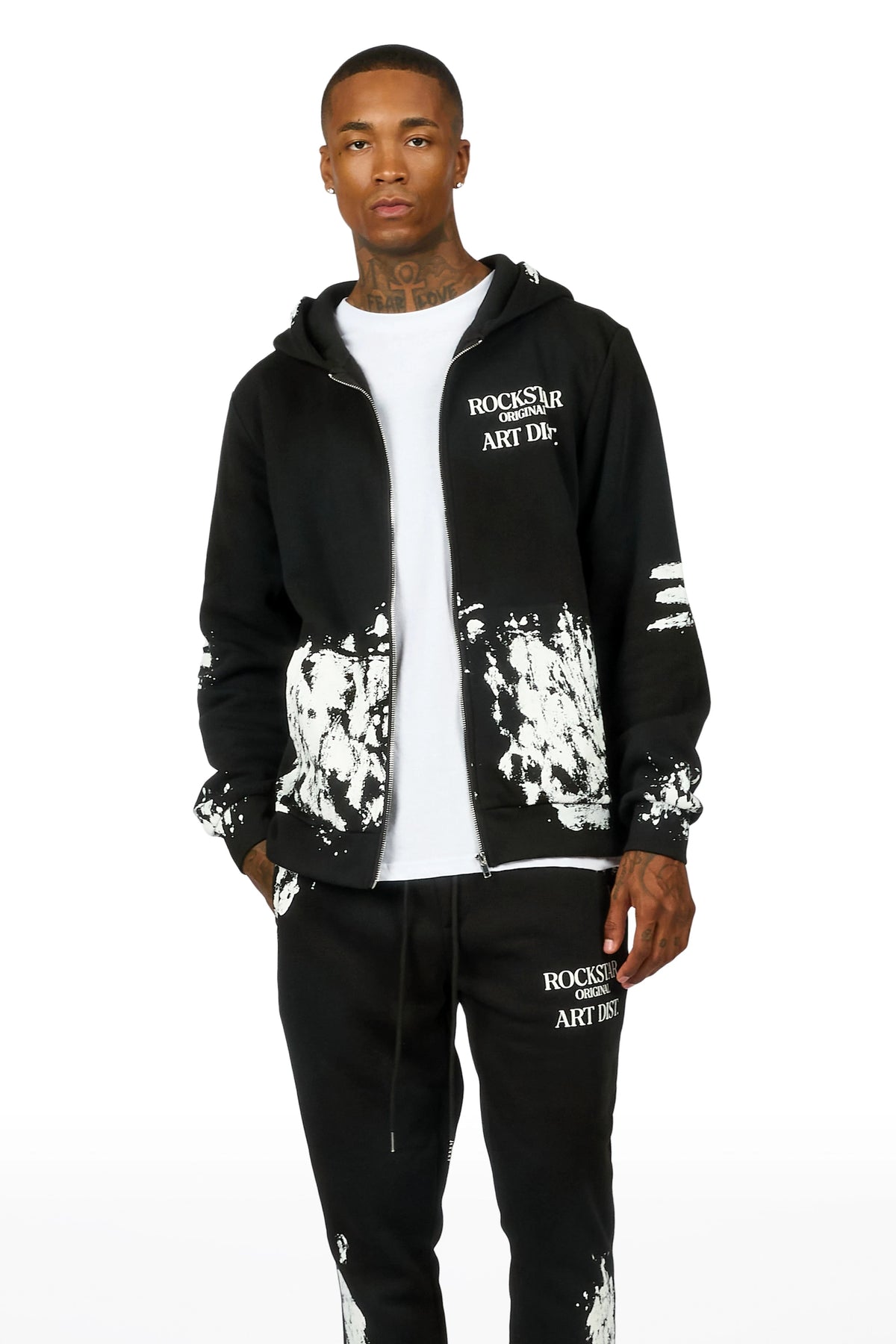 Filip Black Zip Up Hoodie/Stacked Track Set