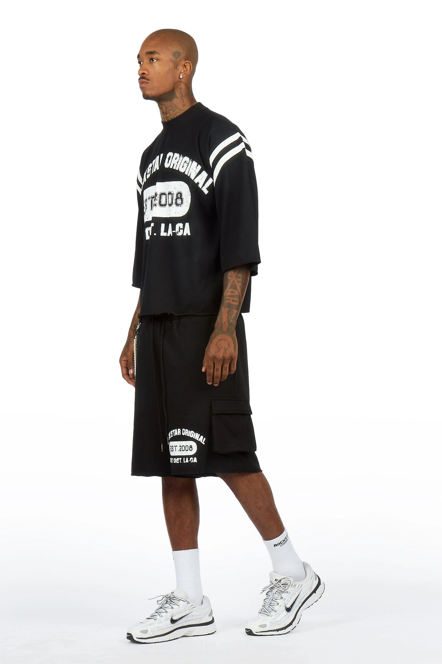 Alexander Black T-Shirt/ Double Waisted Short Set