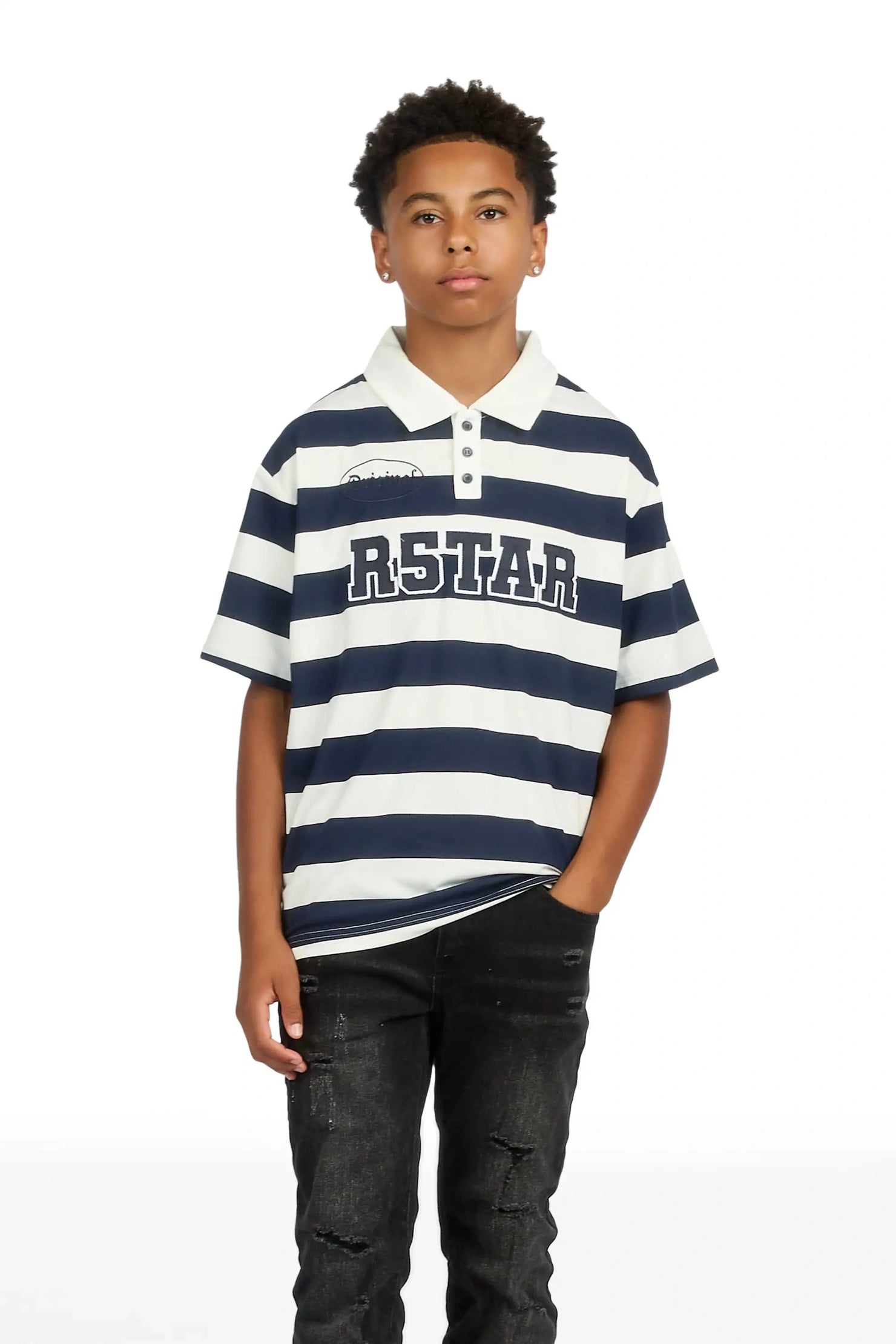 Boys Fintan Navy/Cream Polo