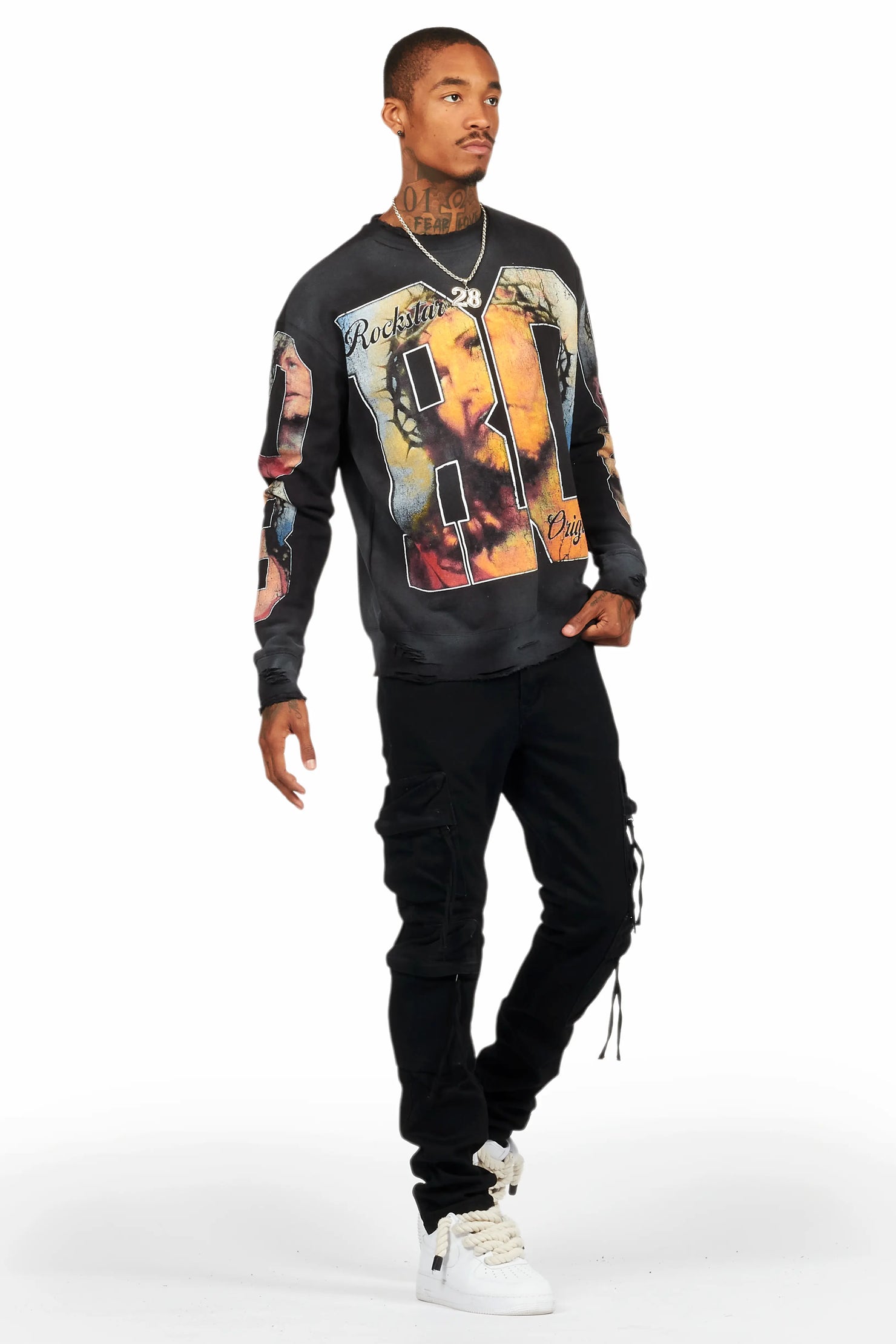 Rodion Jet Black Slim Fit Cargo Jean