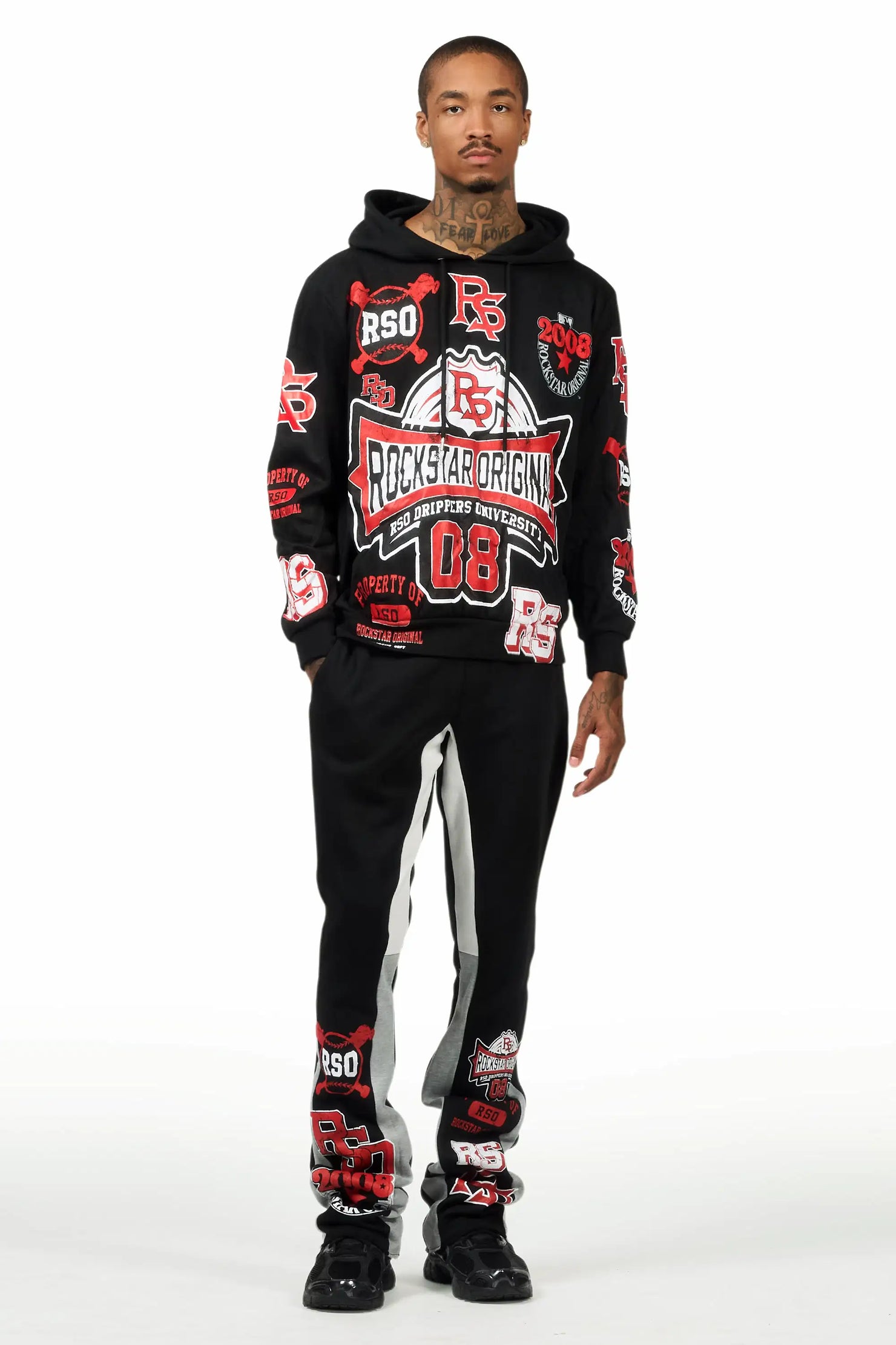 Mavrix Black Hoodie/Stacked Flare Track Set