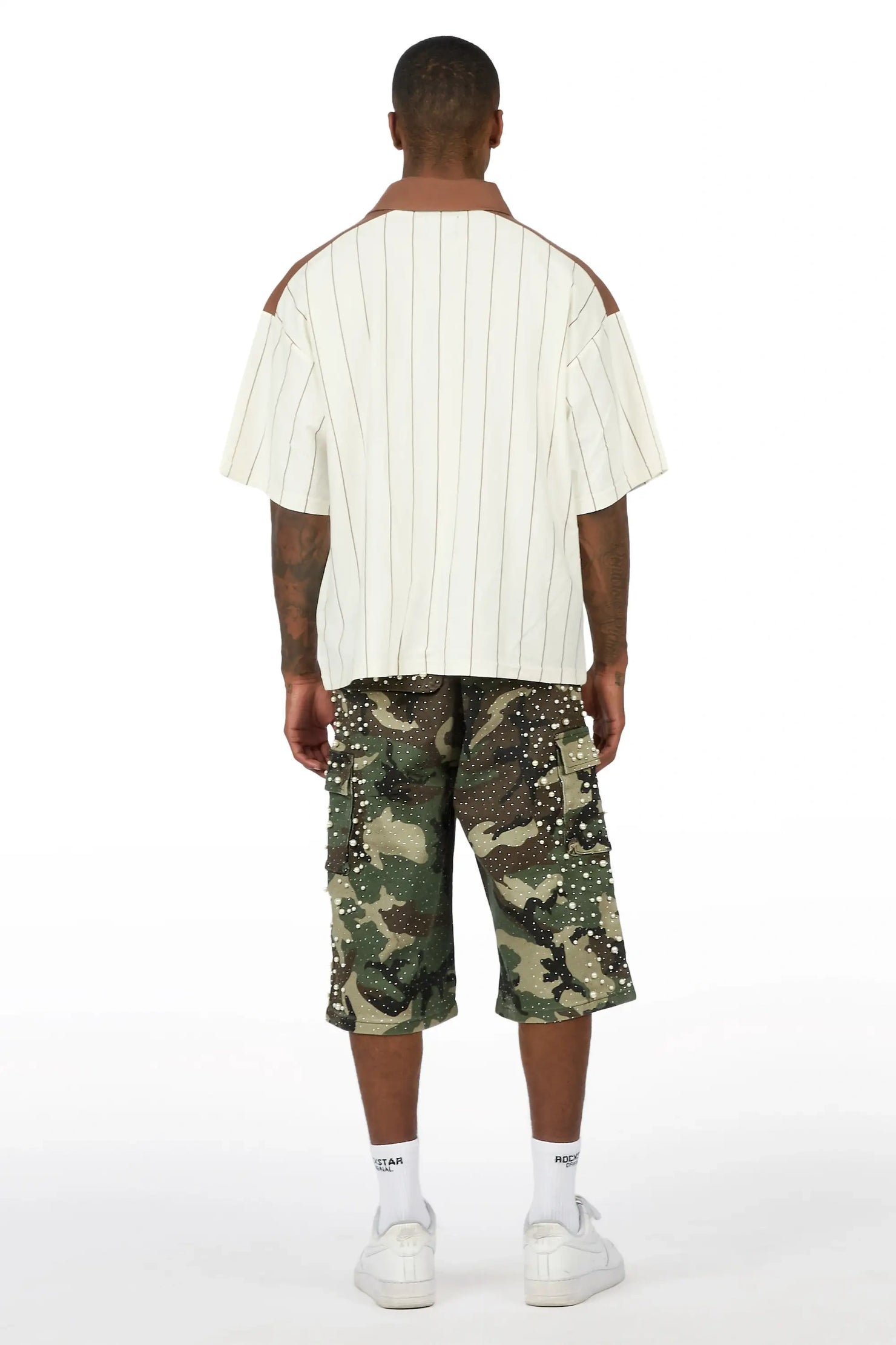 Semental Faded Camo Rhinestone Jort