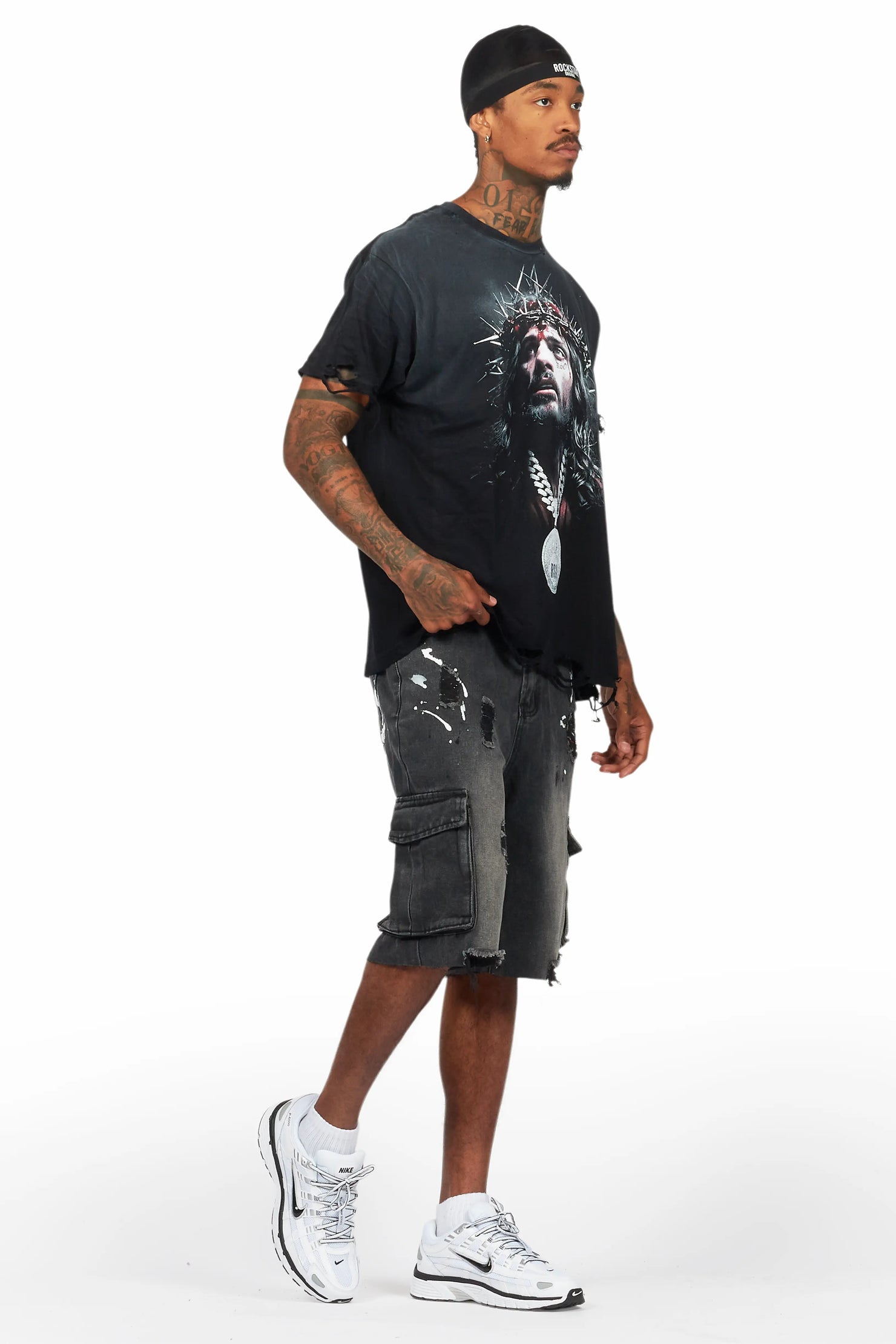 Amina Black T-Shirt/Denim Short Set