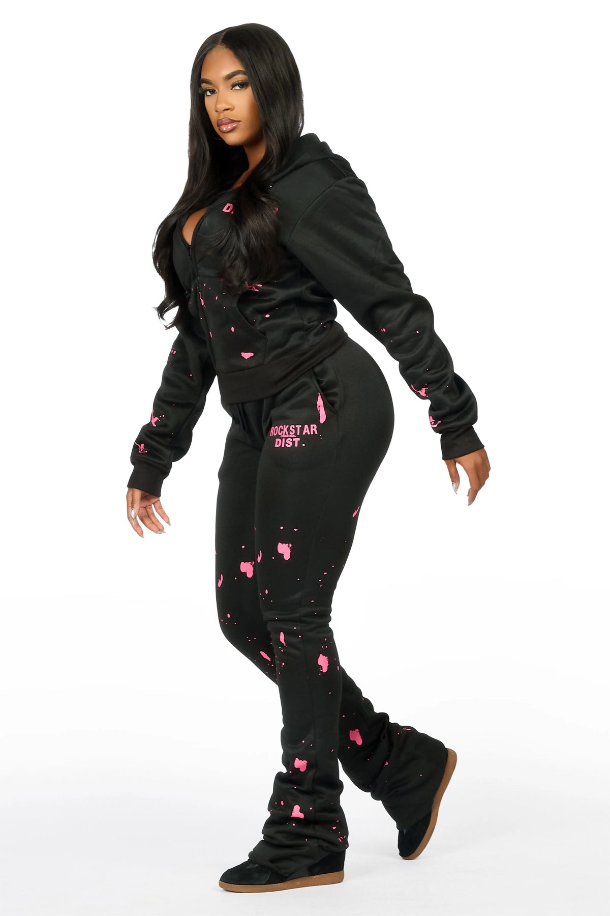 Halloway Black/Pink Zip Up Super Stacked Trackset
