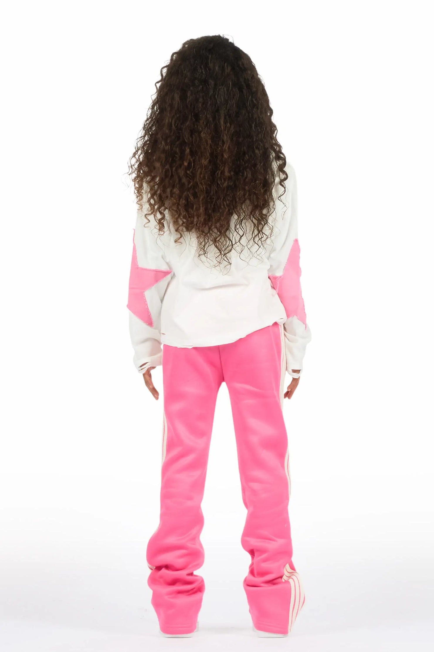 Girls Briana Hot Pink Stacked Flare Pant