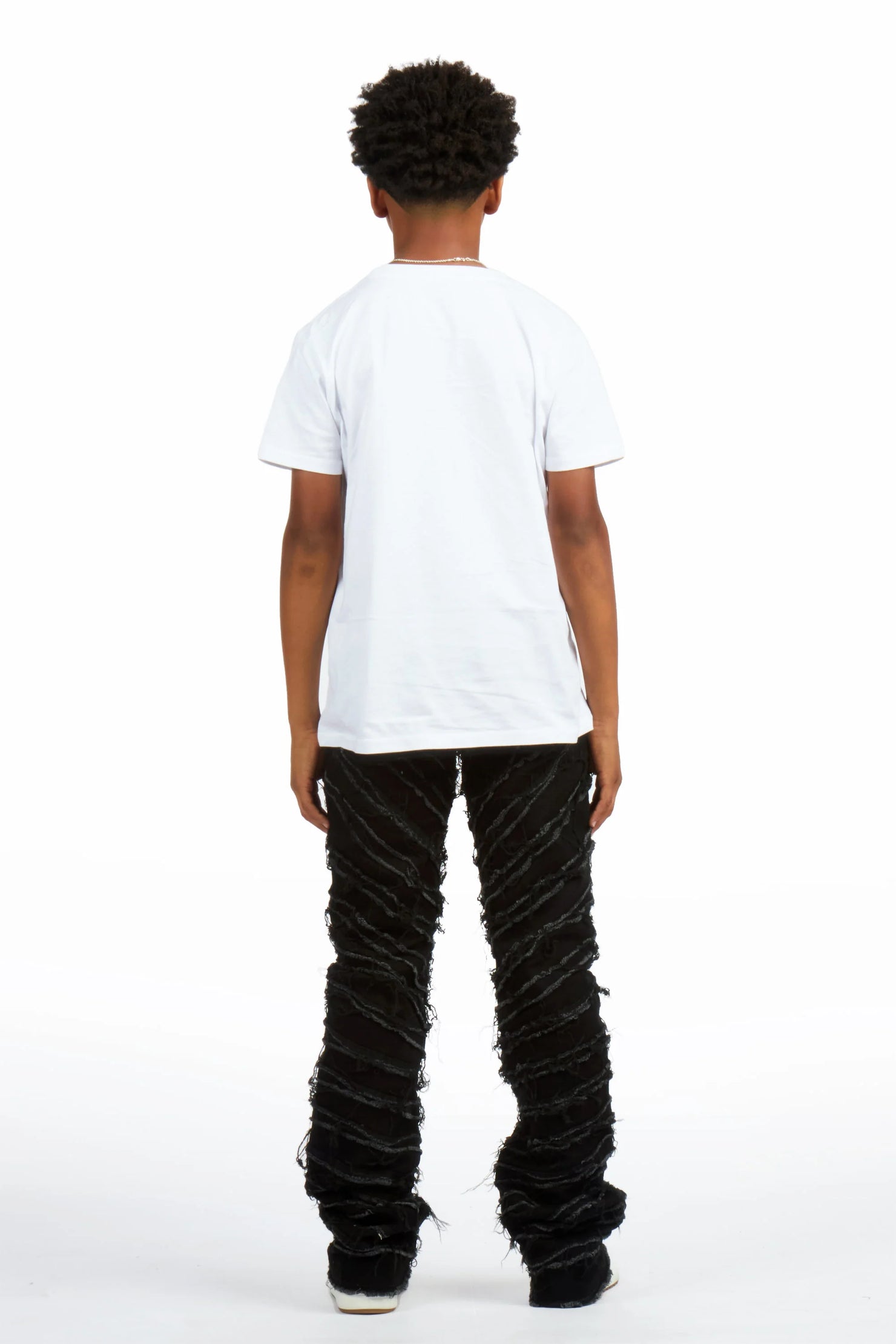 Boys Charly 2.0 Black Stacked Painter Flare Jean