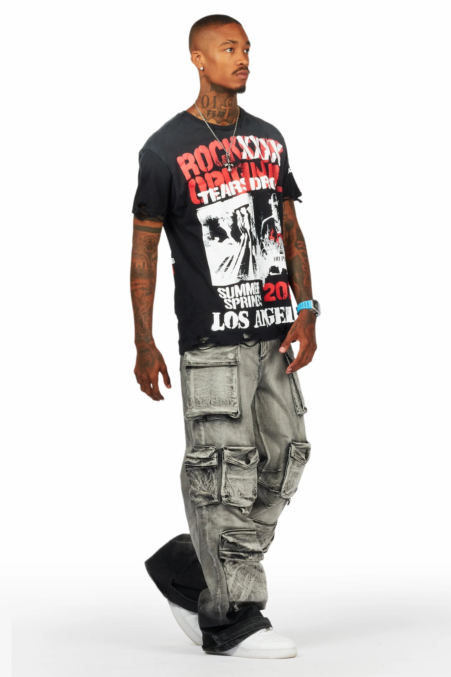 Mahesh Grey Baggy Cargo Jean