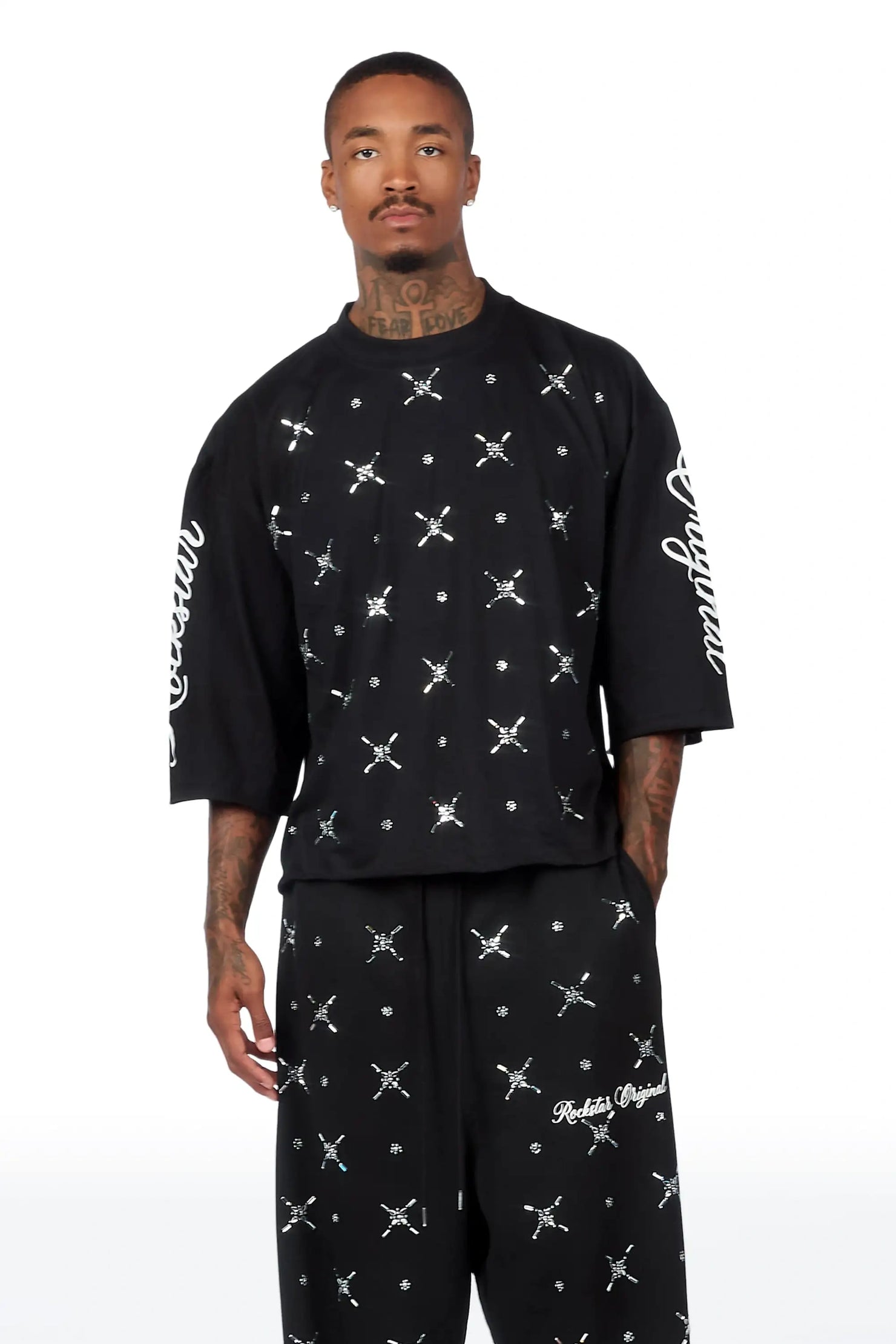 Laredo Black Rhinestone T-Shirt/Baggy Track Set