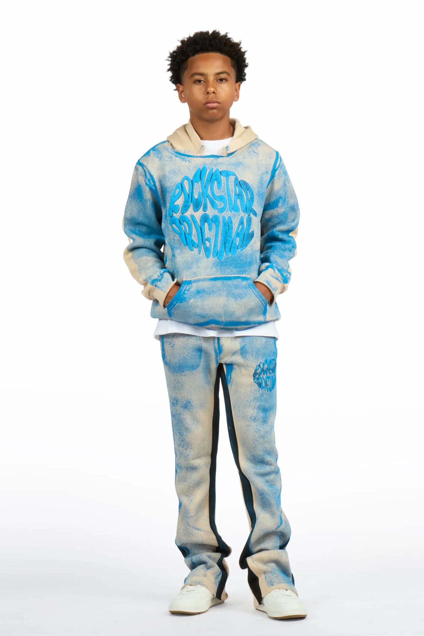 Boys Thier Tan/Blue Stacked Track Set