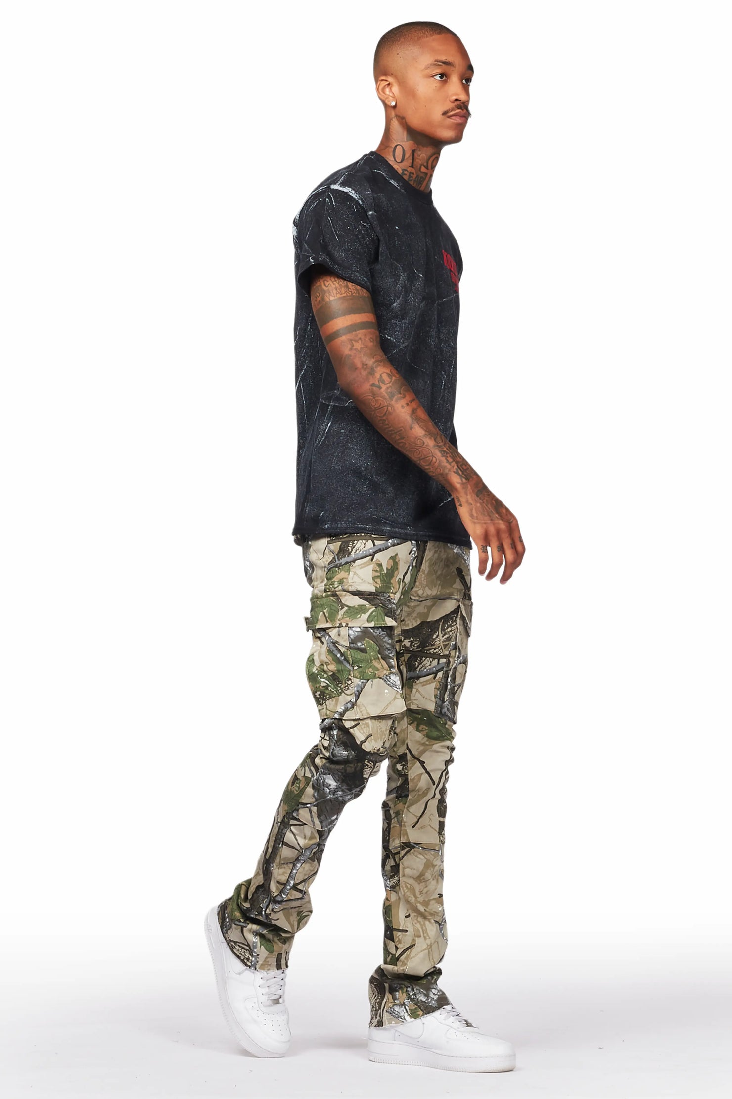 Merrik Tree Camo Stacked Flare Jean