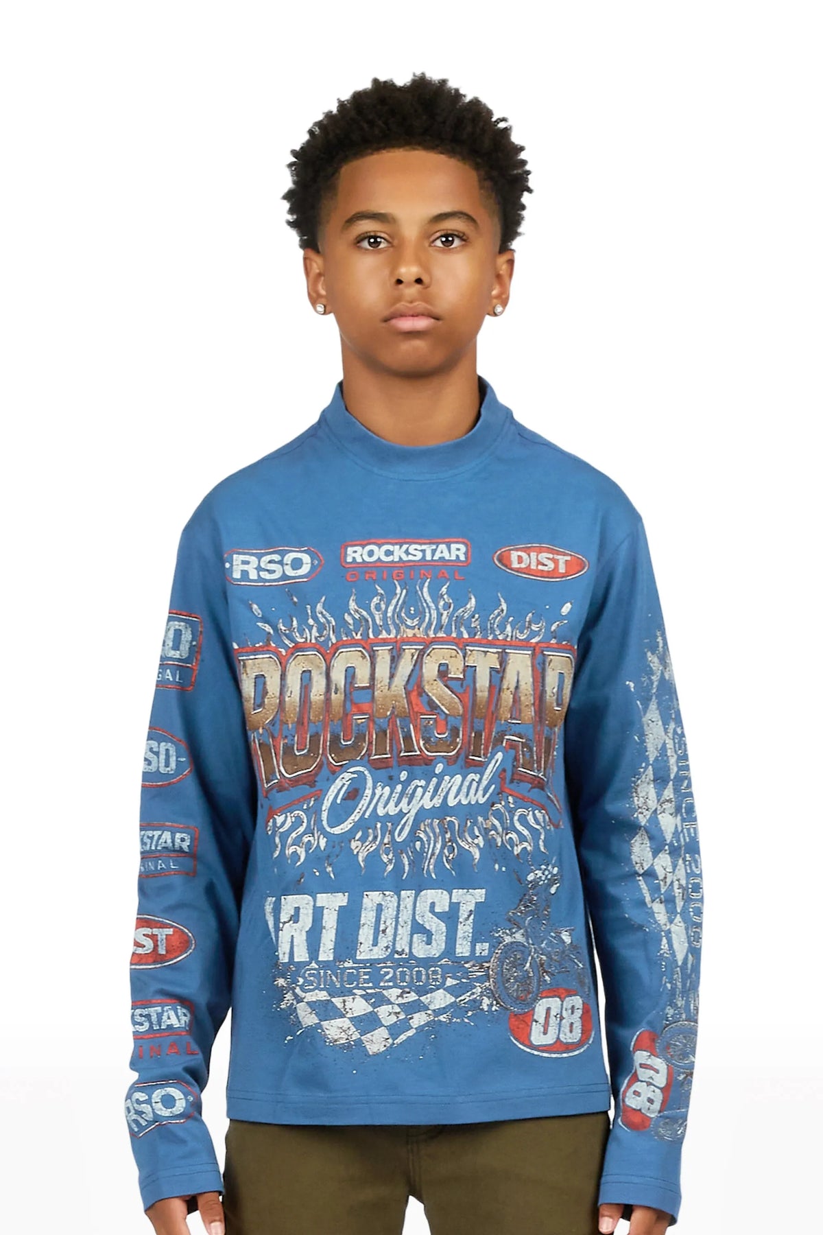 Boys Ryatt Navy Long Sleeve Graphic T-Shirt