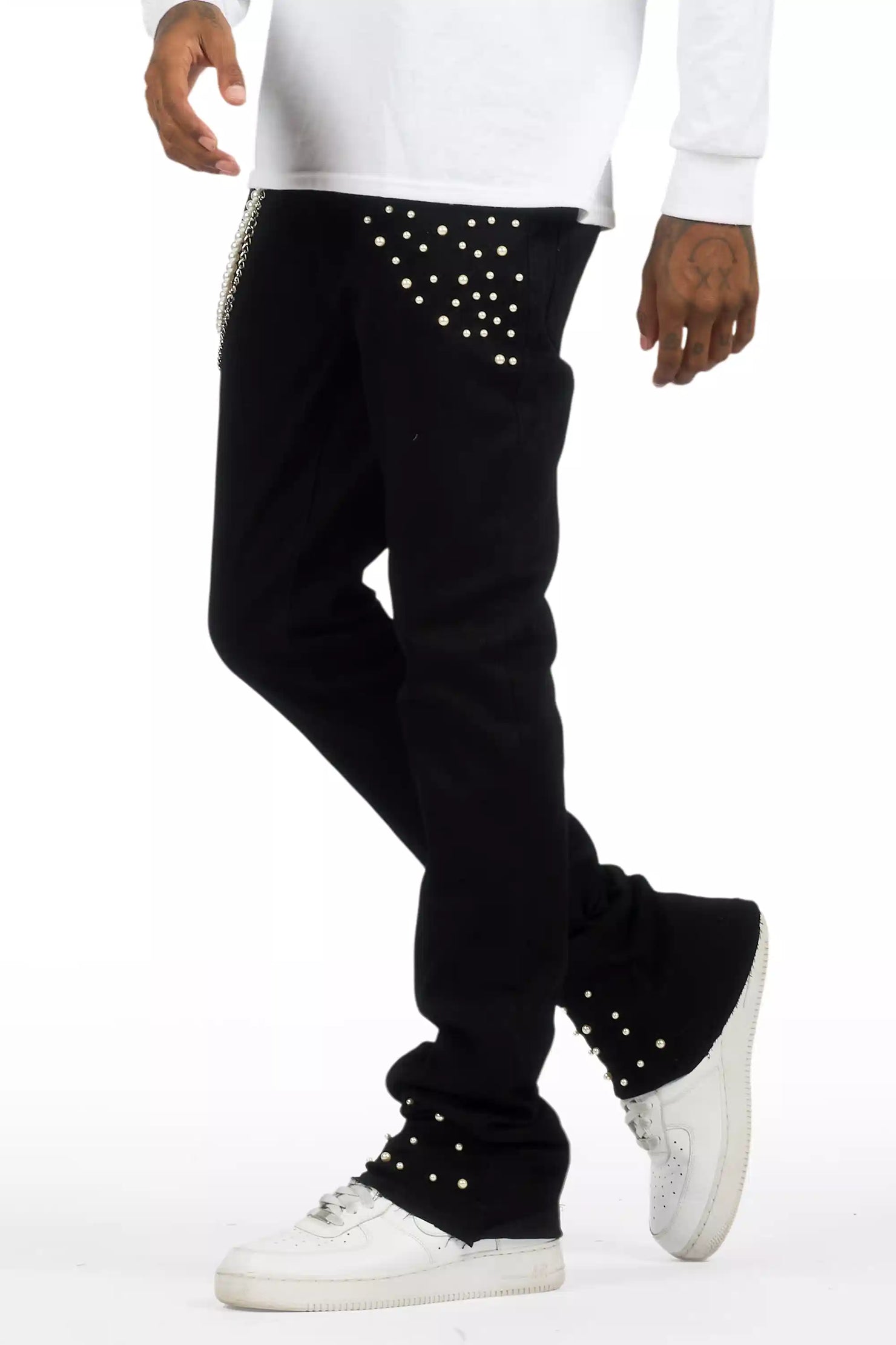 Zayvon Jet Black Stacked Flare Jean