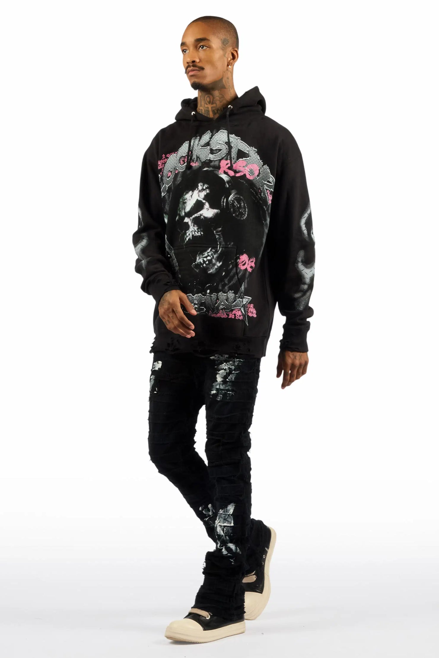 Garson Black Painter Stacked Flare Corduroy Pant