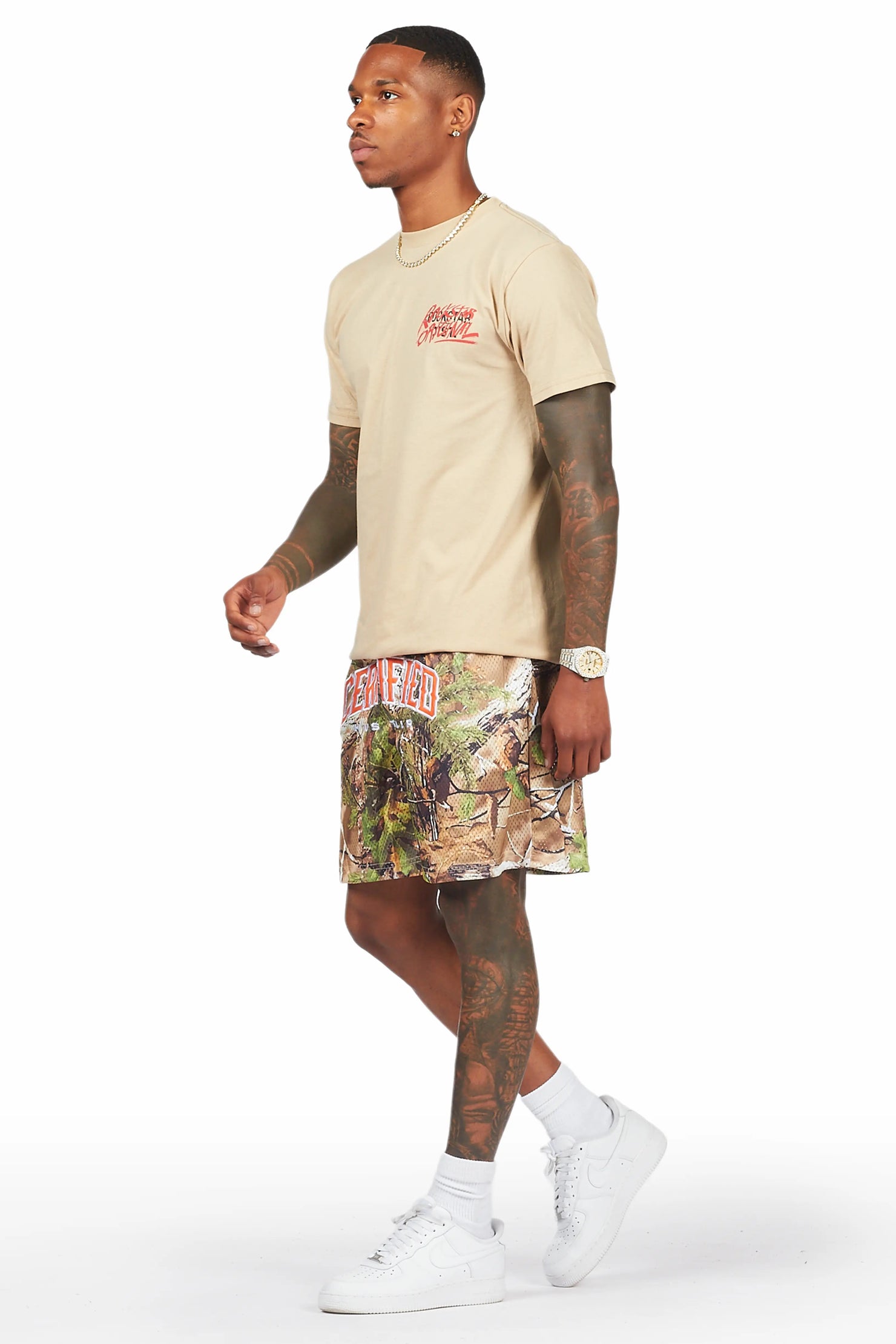 Ceri Olive Graphic Short