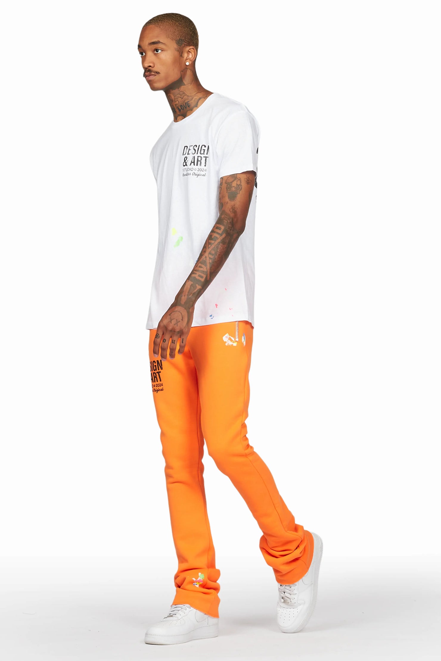 Mancha Orange T-Shirt Stacked Flare Track Set