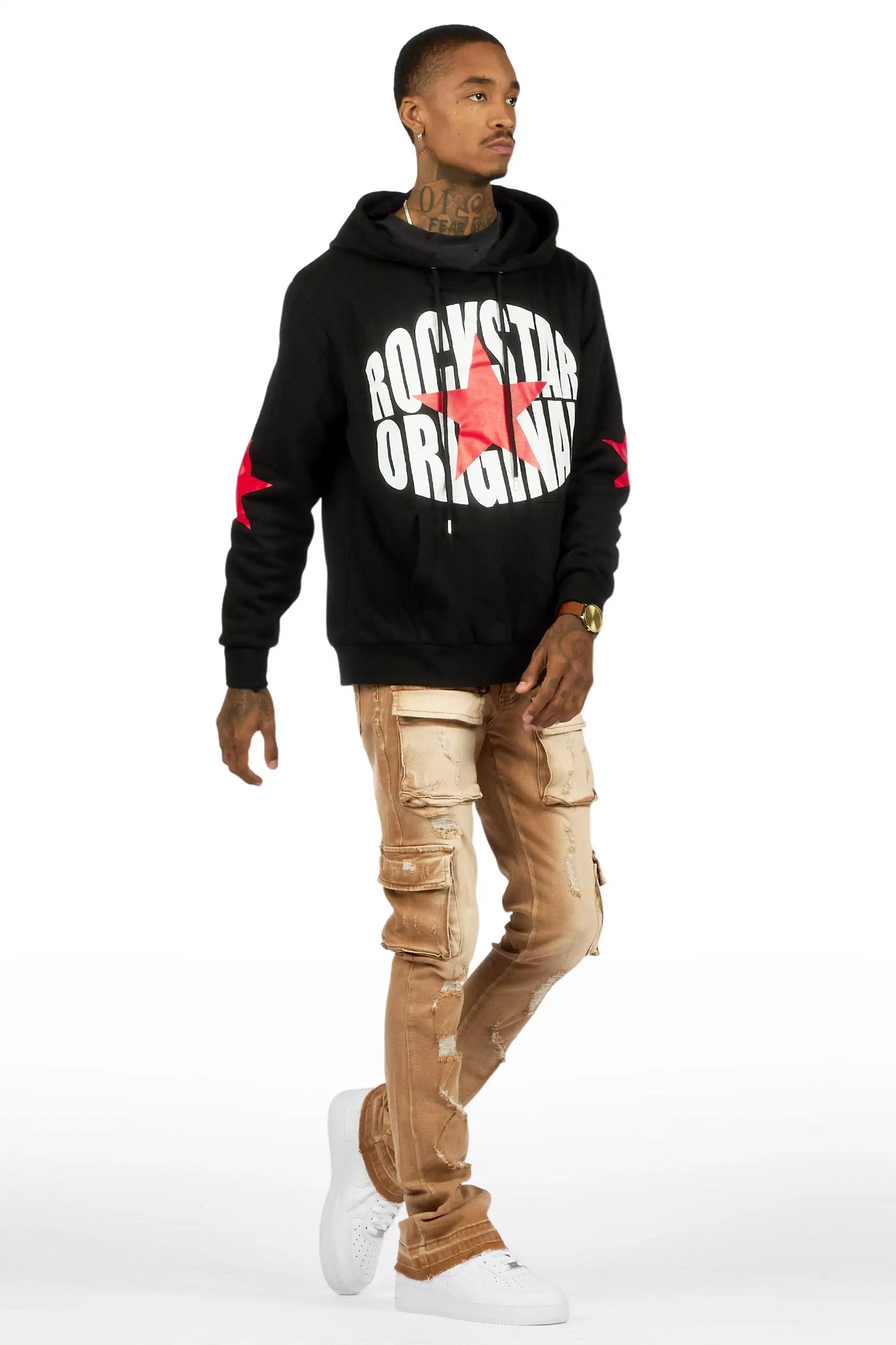 Zaid Washed Beige Stacked Flare Jean