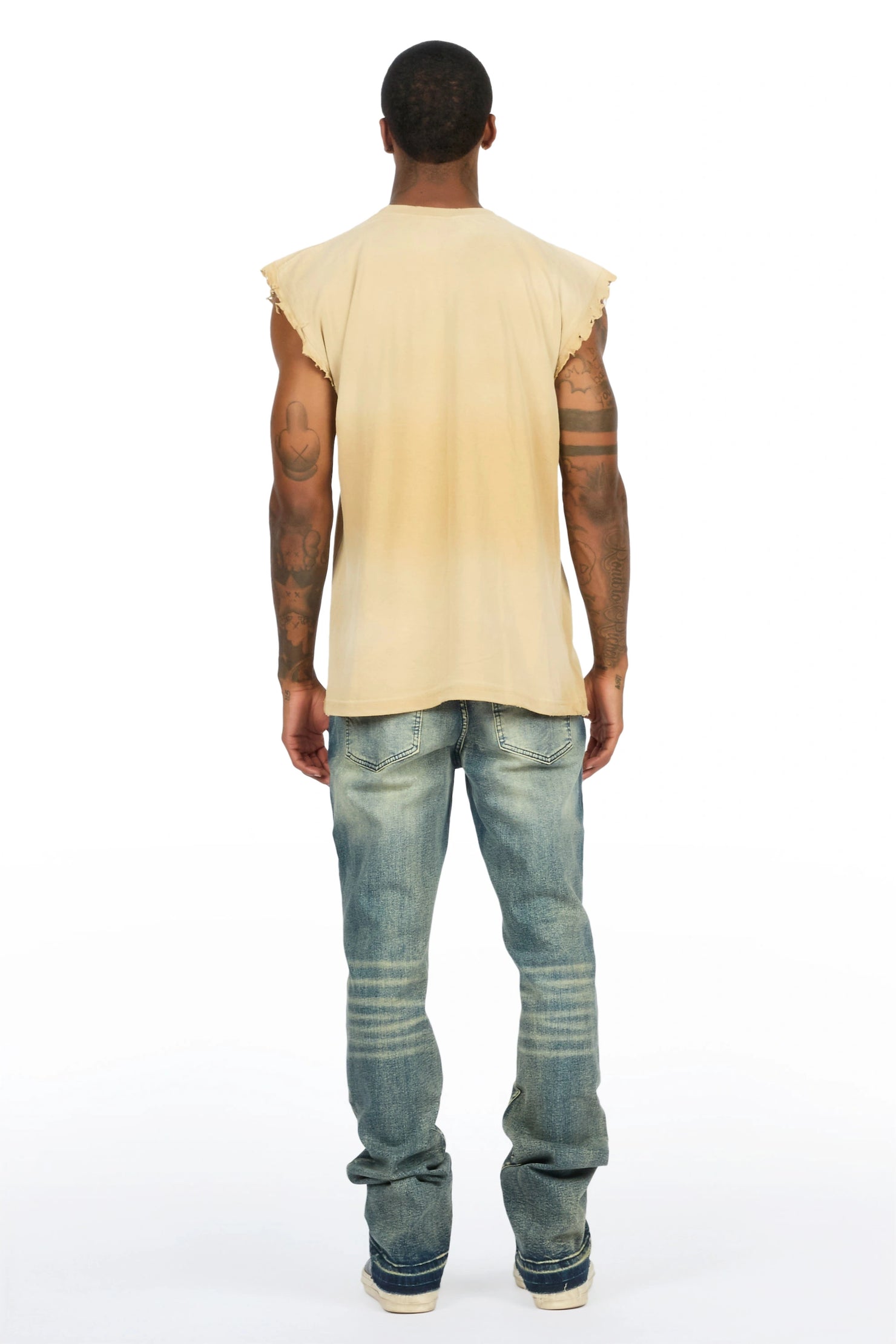 Kamari Dark Blue Rhinestone Stacked Fit Jean