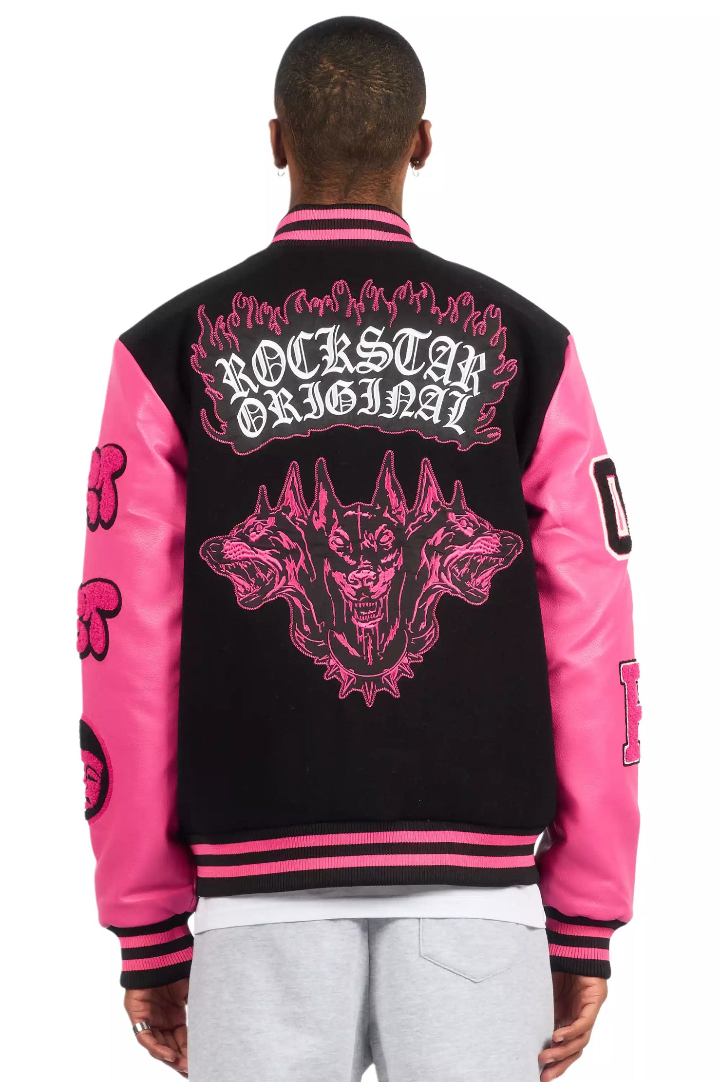 Leslaw Pink/Black Varsity Jacket