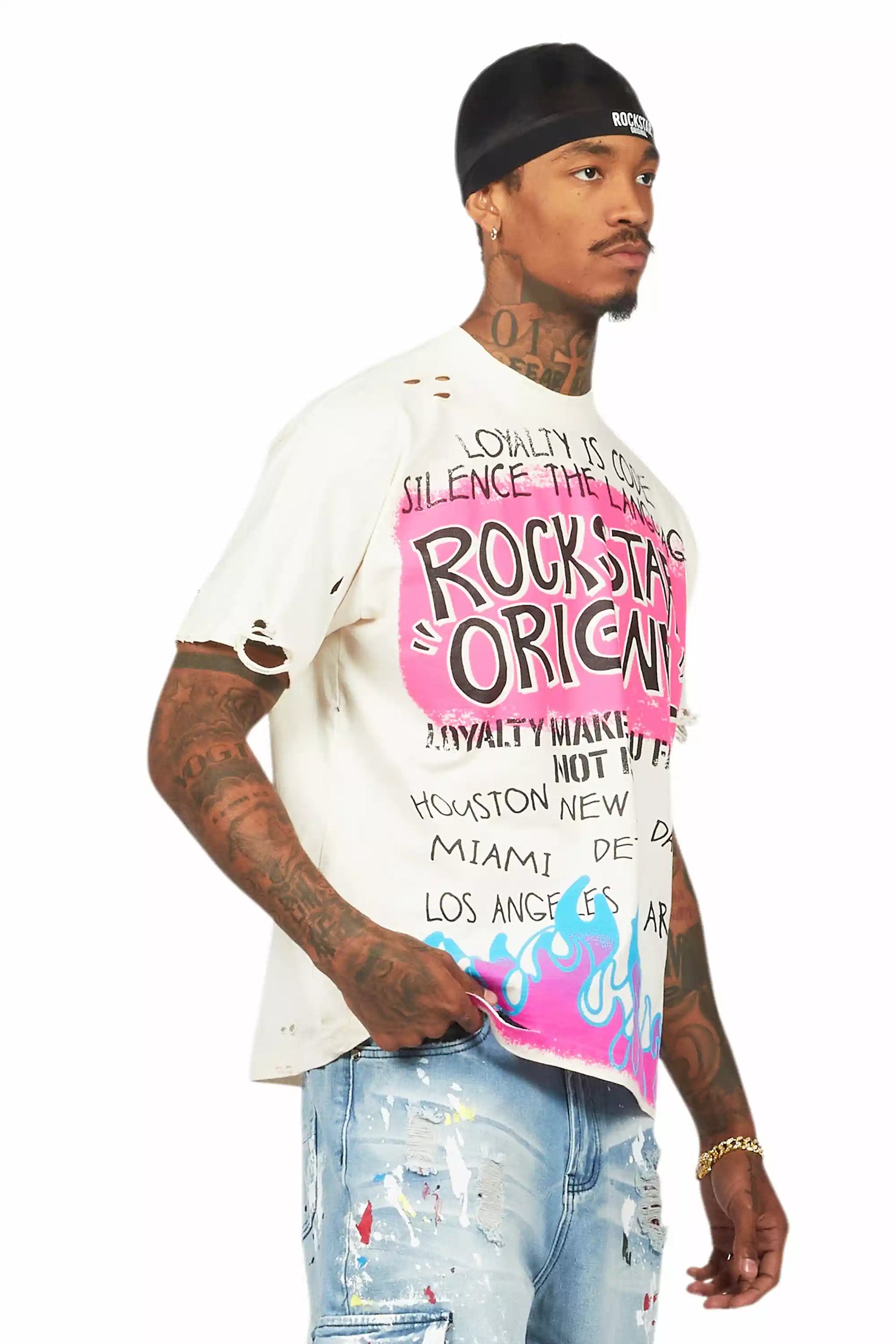 Beno Beige Oversized Graphic T-Shirt