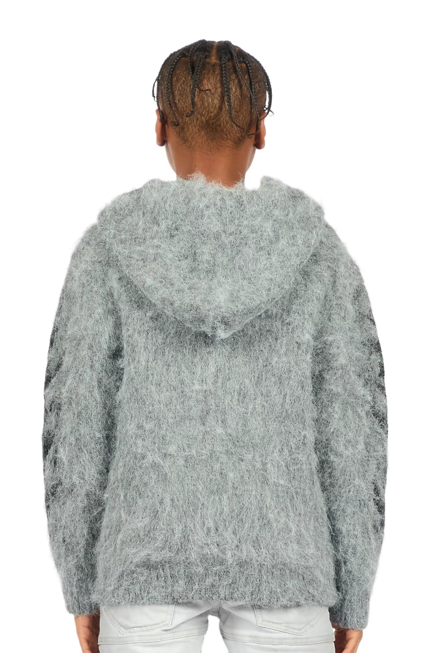 Boys Raymond Grey Graphic Knitted Hoodie