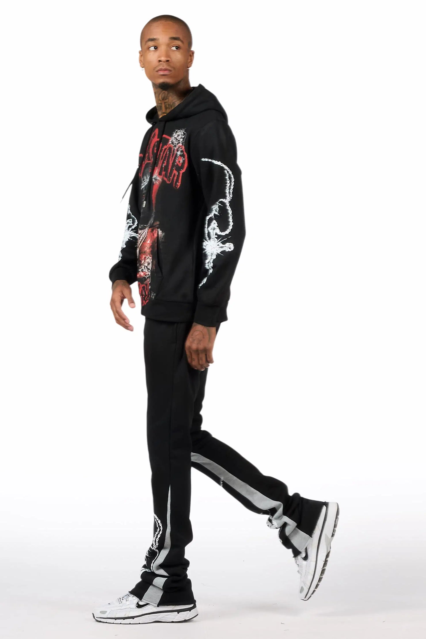 Vontae Black/Grey Hoodie/Stacked Flare Track Set